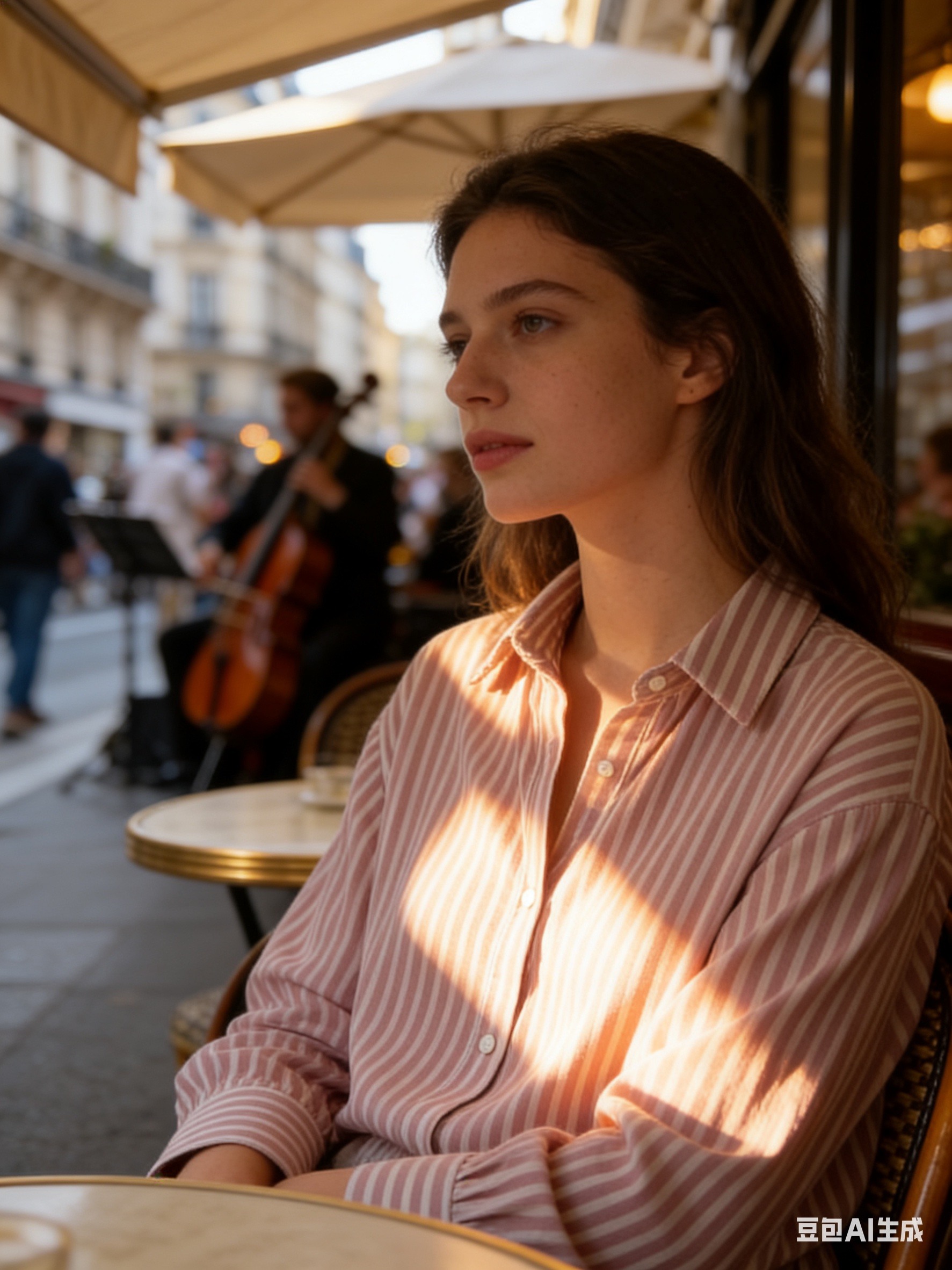 Wholesaler LUZABELLE Paris - Oversized shirt with beige and white stripes in 100% Cotton
