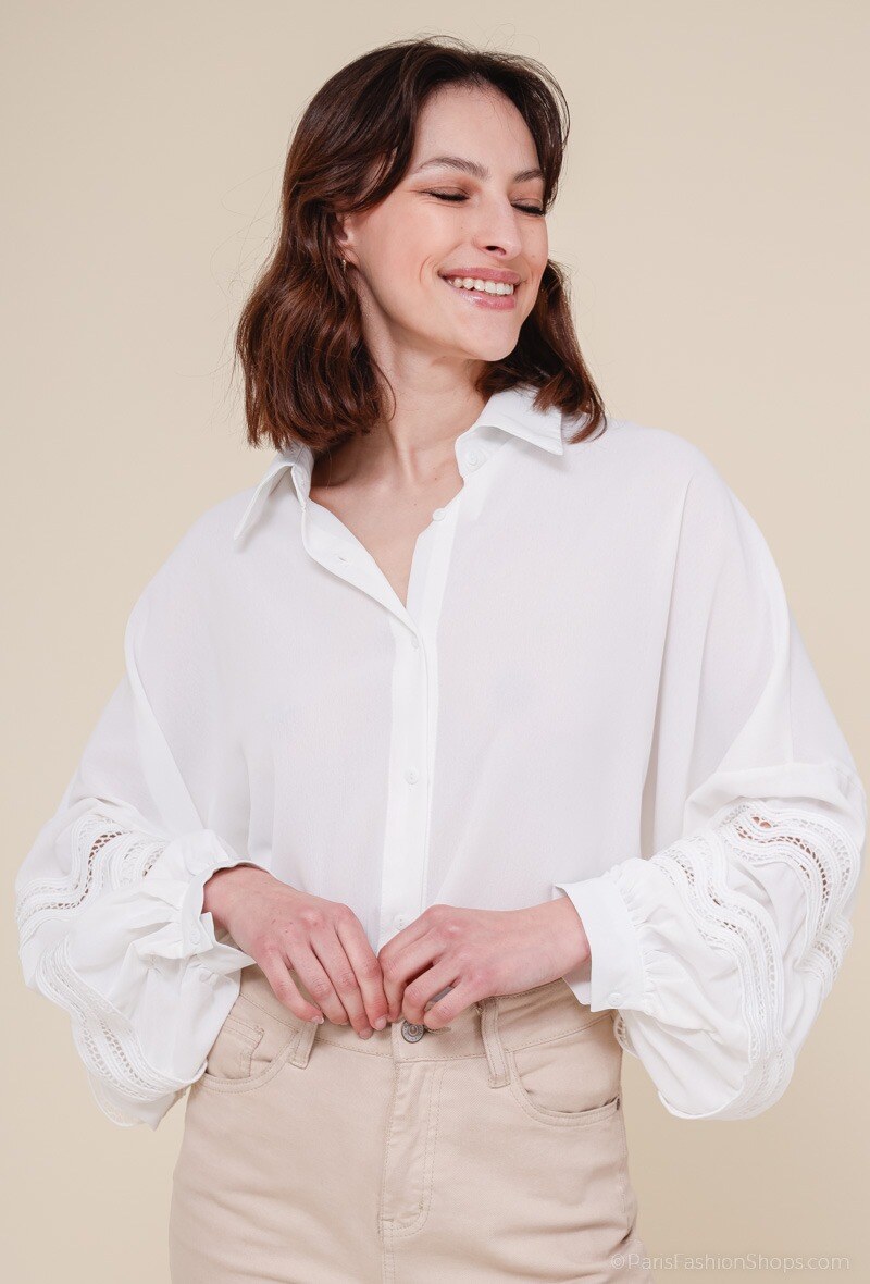 Grossiste LUZABELLE - Chemise ample avec broderie au manche