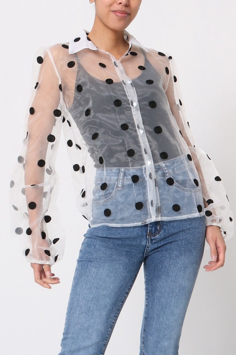 Mayorista LUZABELLE - Camisa transparente de lunares
