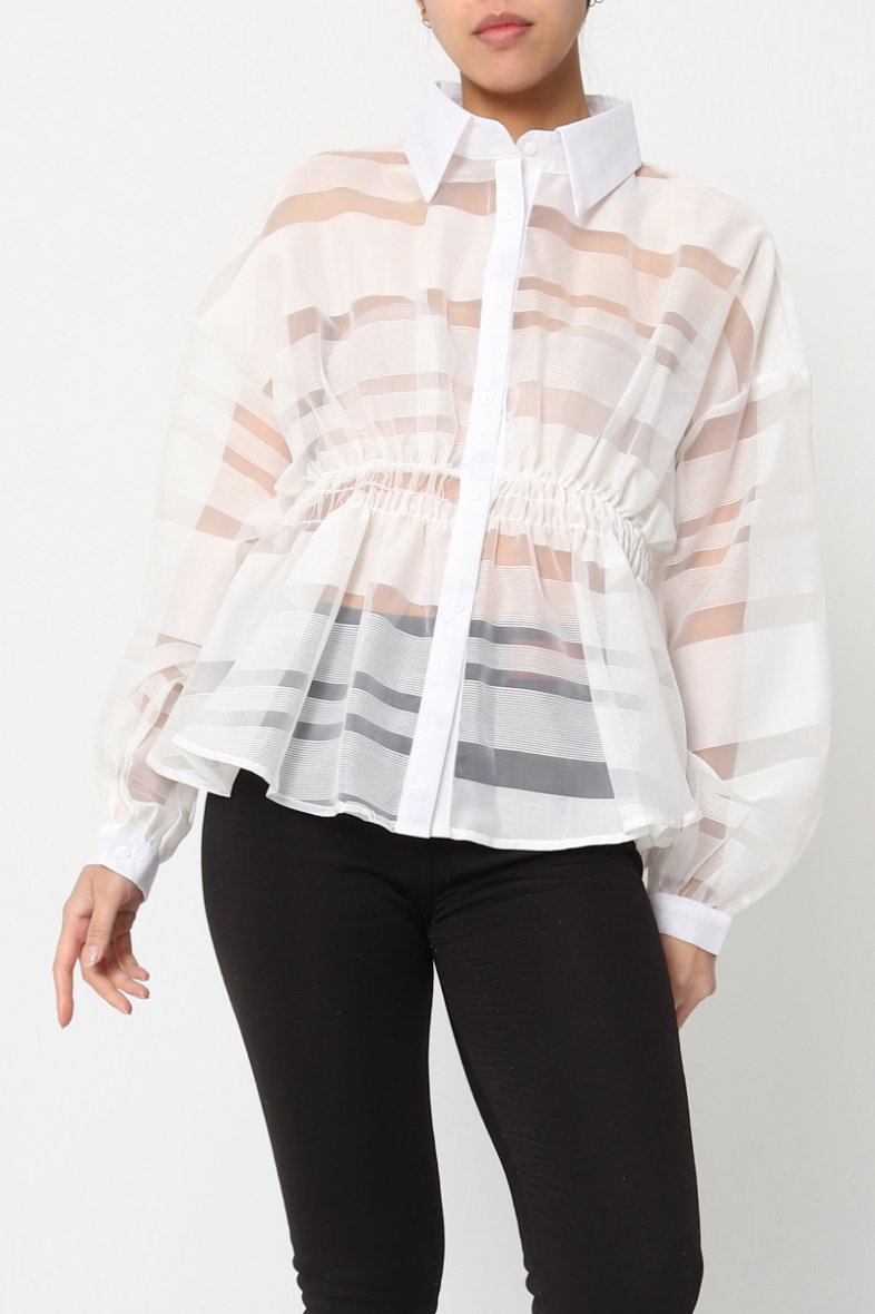 Grossista LUZABELLE - Camicia a righe trasparenti