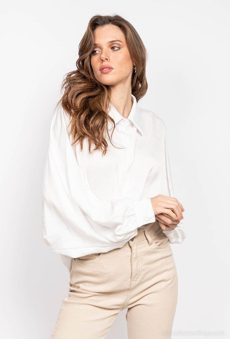 Grossiste LUZABELLE - Chemise satinée à manches chauve-souris