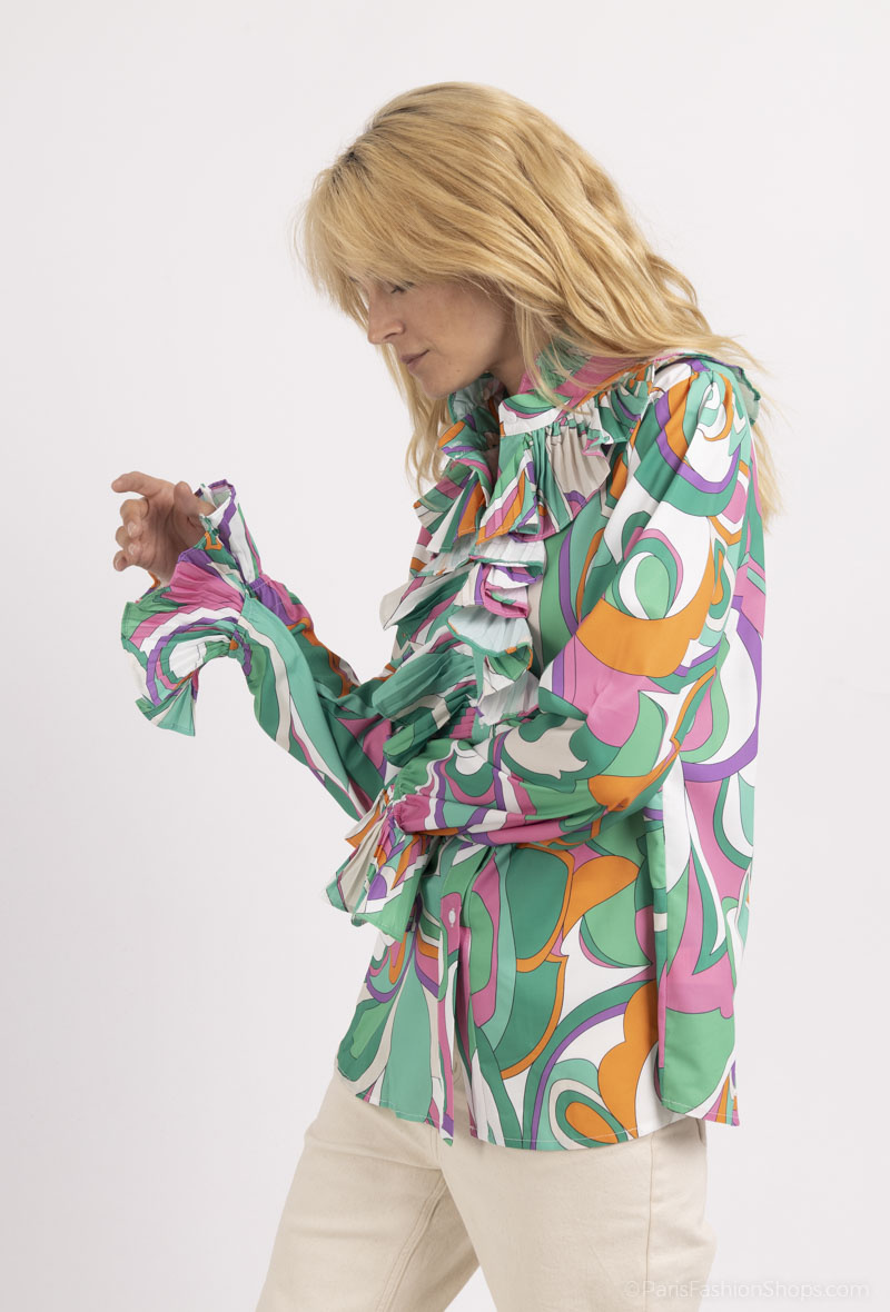 Wholesaler LUZABELLE - Ruffle printed shirt