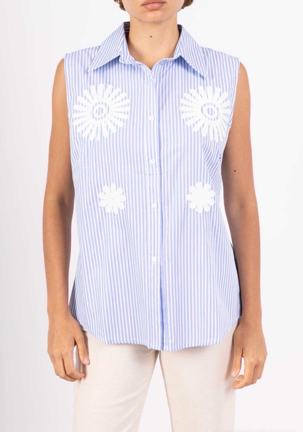 Wholesaler LUZABELLE - Sleeveless Striped Floral Oversized Shirt – Parisian Riviera Spirit