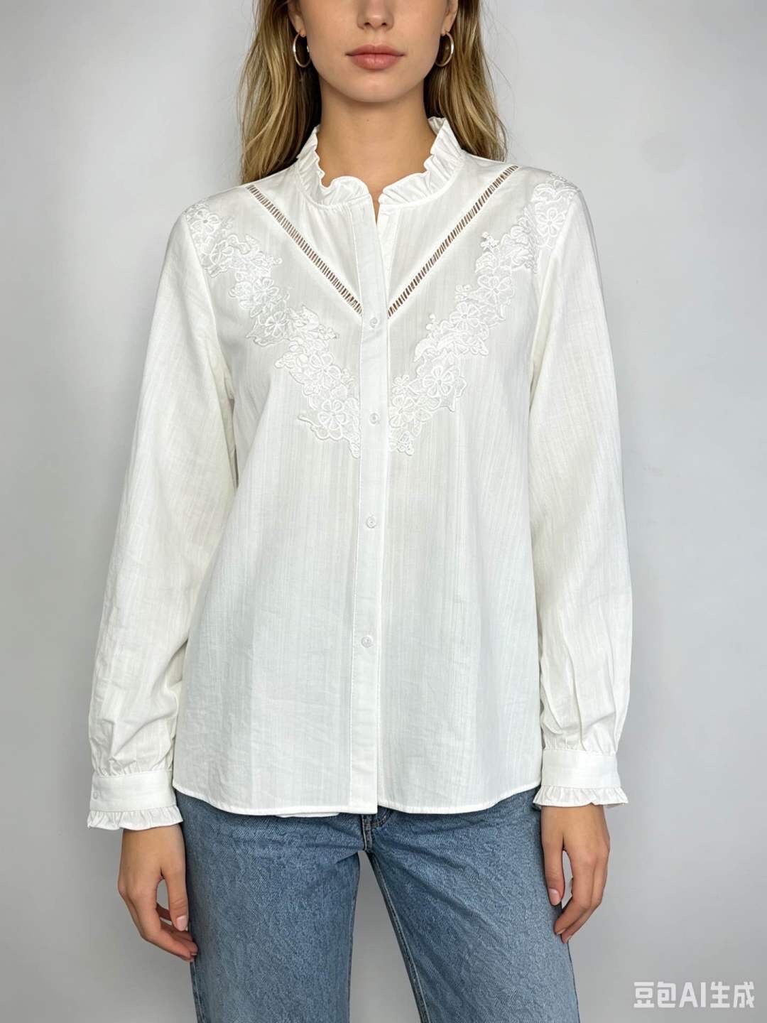 Grossista LUZABELLE - Camicia Bianca Ricamata Eleganza – Camicia Romantica in Pizzo