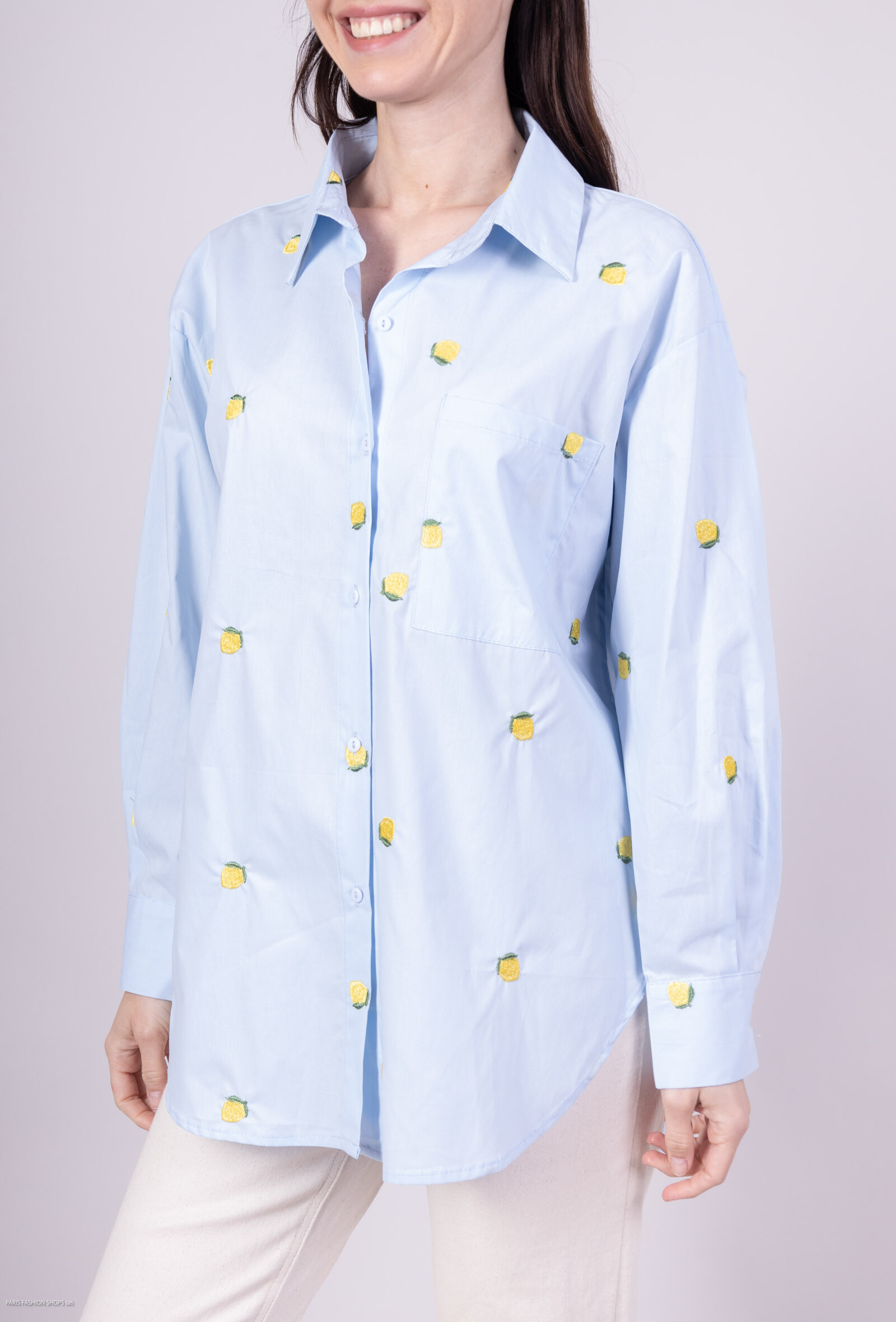 Wholesaler LUZABELLE - Luzabelle cotton shirt with lemons -shaped embroidery
