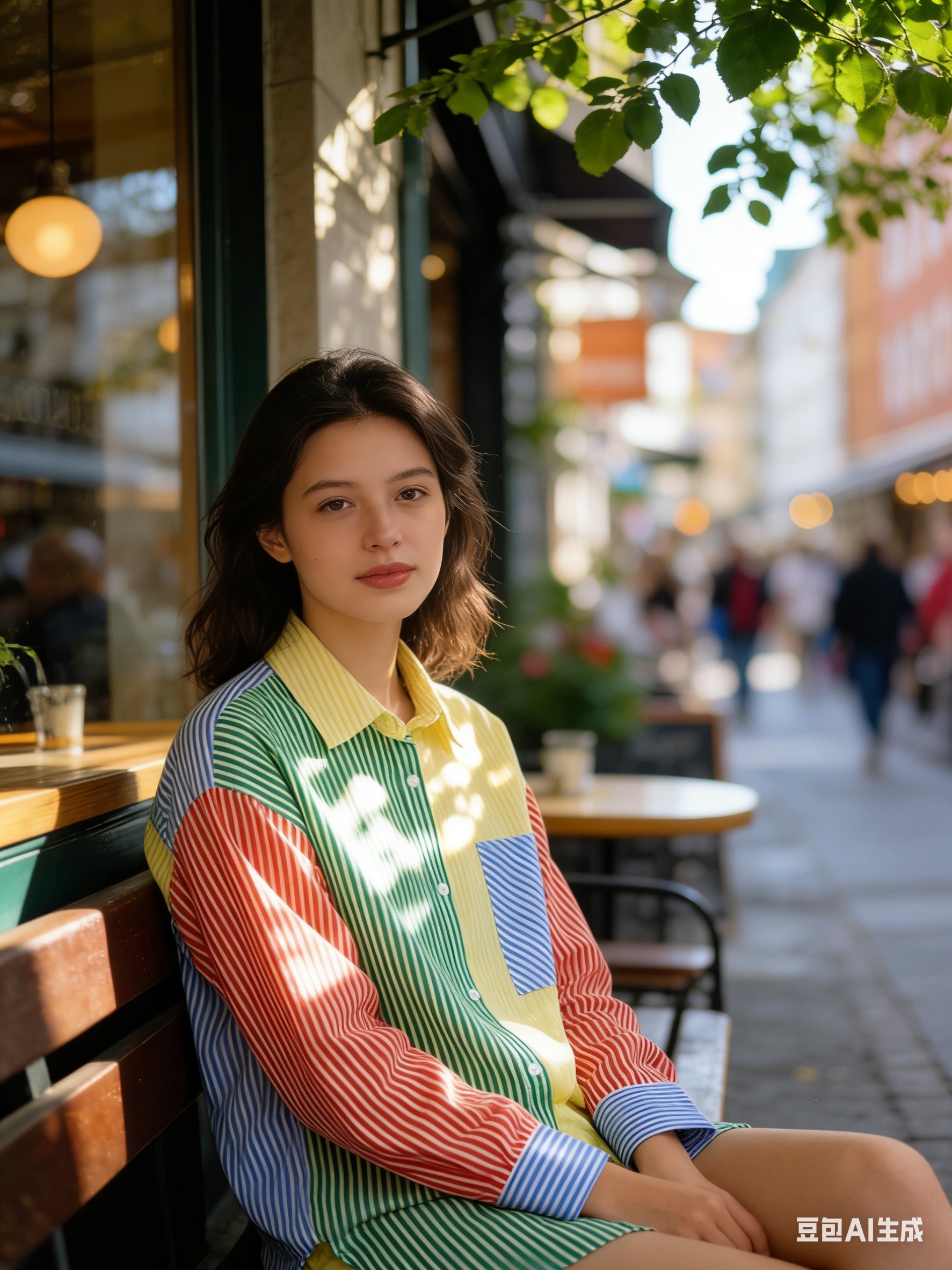 Mayorista LUZABELLE - Camisa oversize con rayas multicolores – Estilo patchwork
