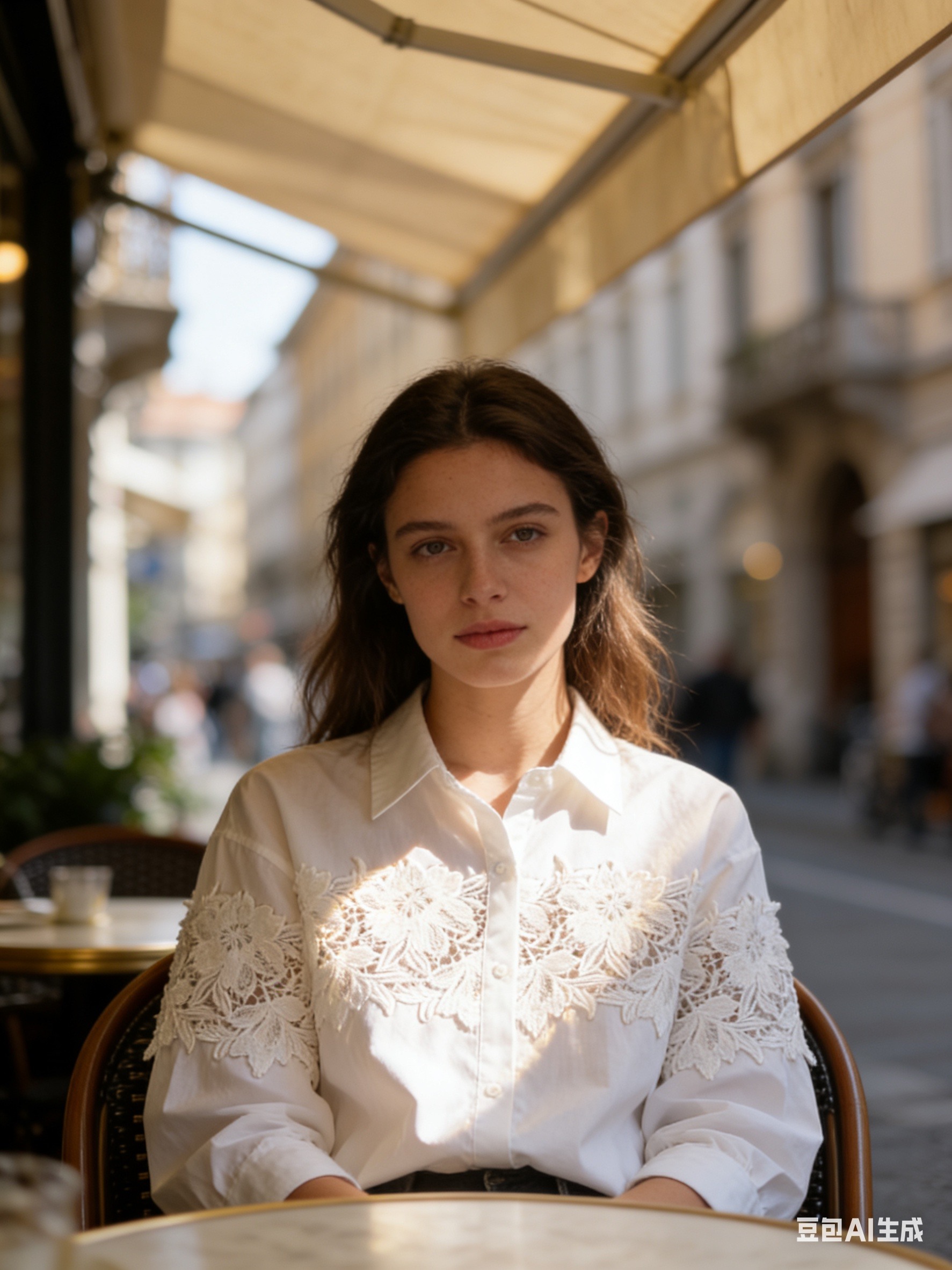 Grossiste LUZABELLE - Chemise blanche à empiècement en dentelle florale en 100% Cotton