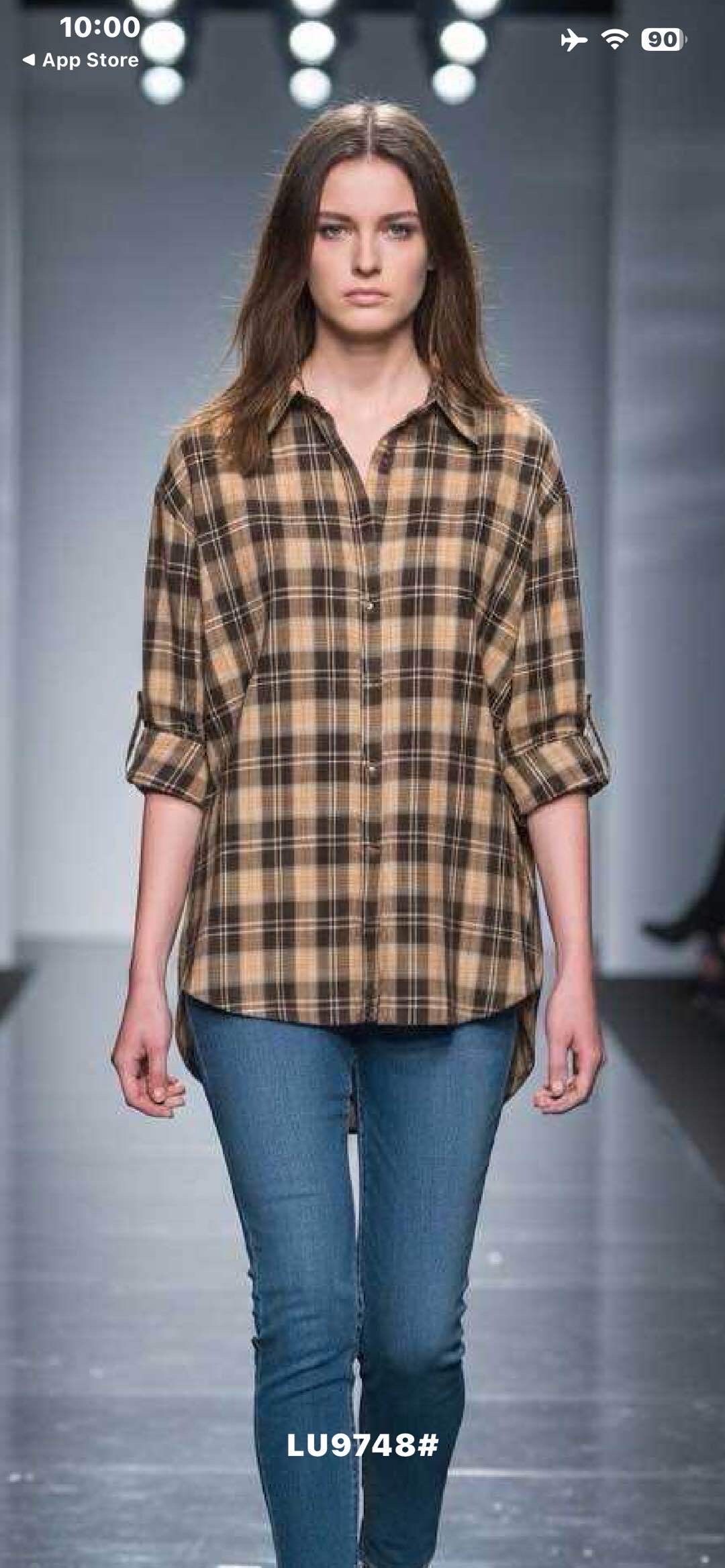 Großhändler LUZABELLE - Braun kariertes Hemd im Vintage-Stil