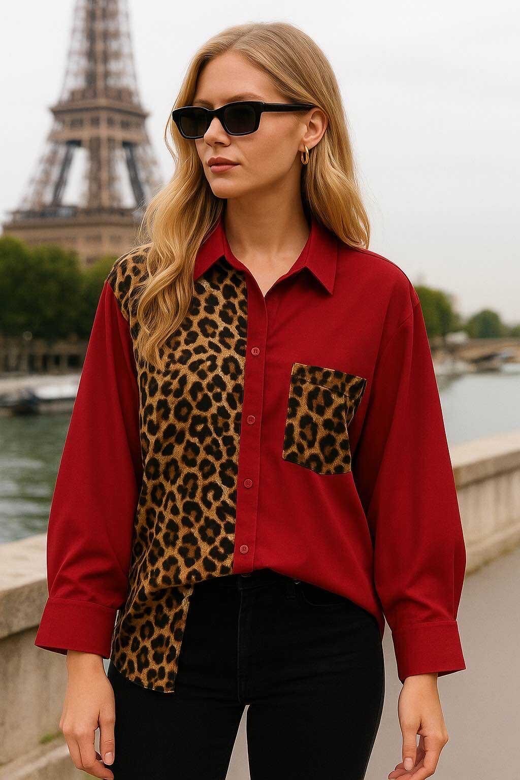 Großhändler LUZABELLE - Bi-Material-Hemd mit Leopard