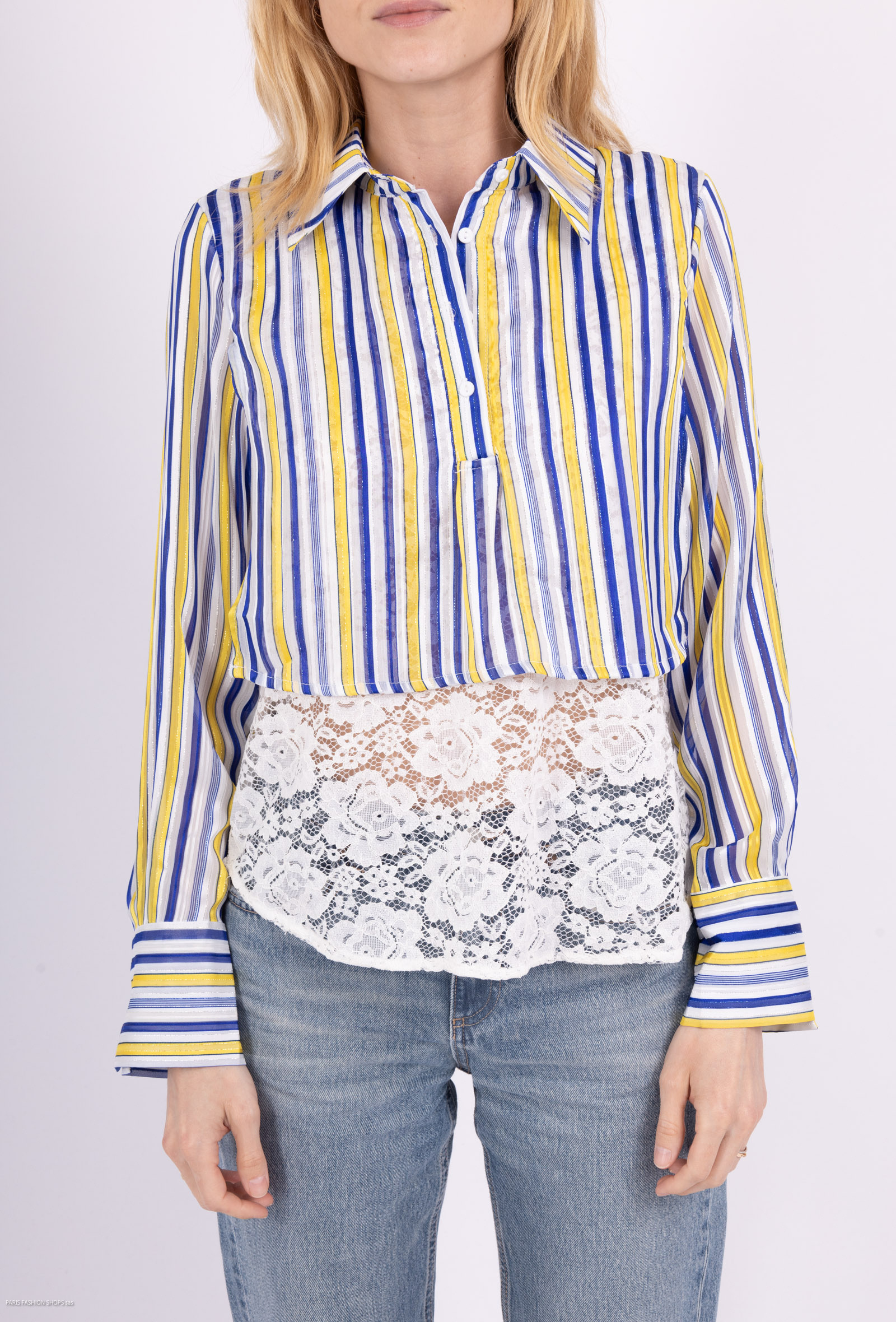 Grossiste LUZABELLE - Chemise  rayé avec dentelles