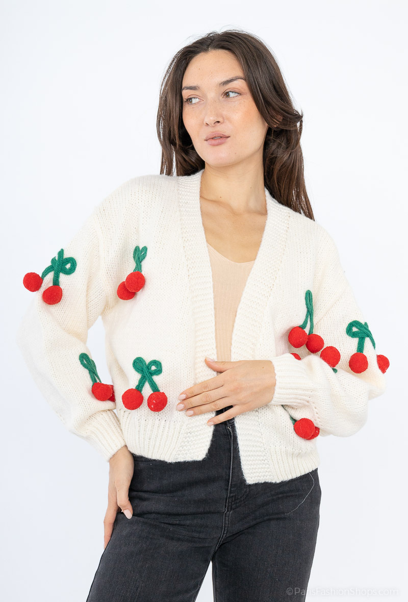 Grossiste LUZABELLE - Gilet Marguerite à cerise