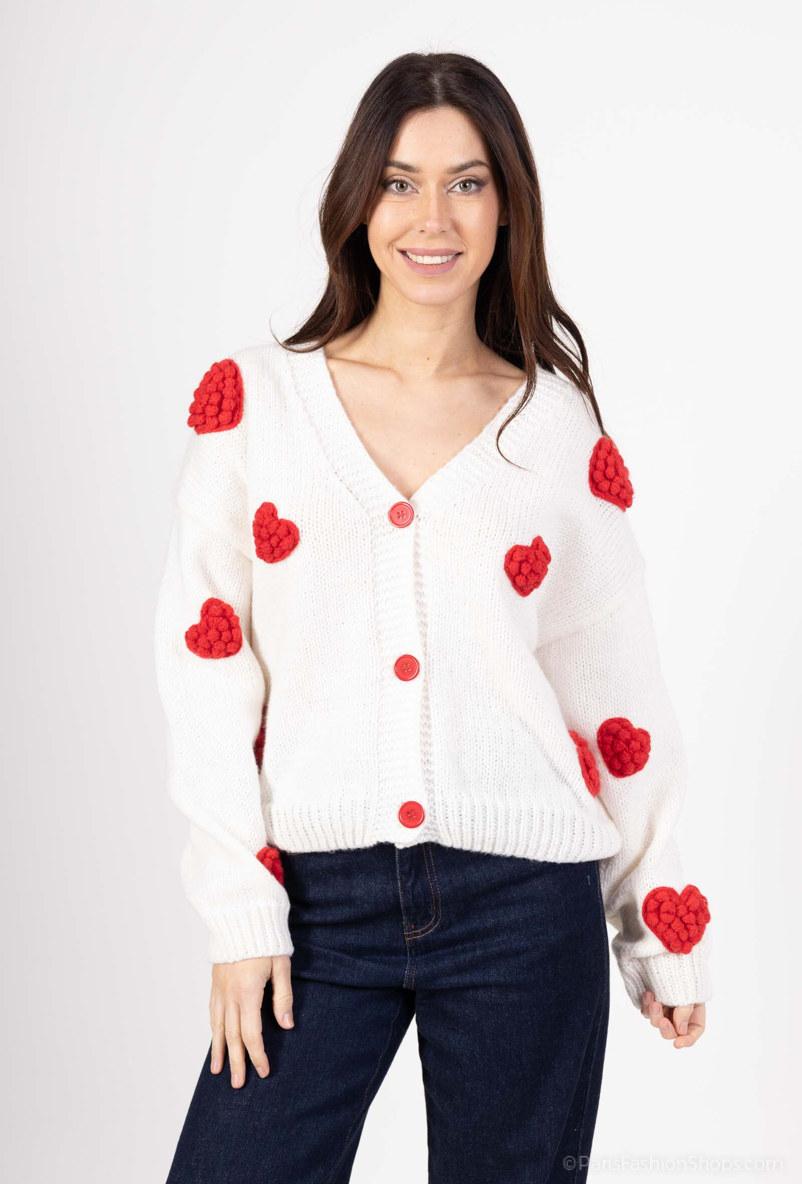 Grossiste LUZABELLE - CARDIGAN ROMANTIQUE EN TRICOT CŒUR 3D