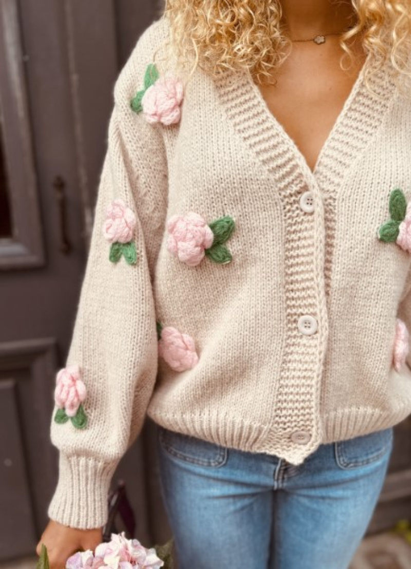 Grossiste LUZABELLE - Gilet à fleur rose