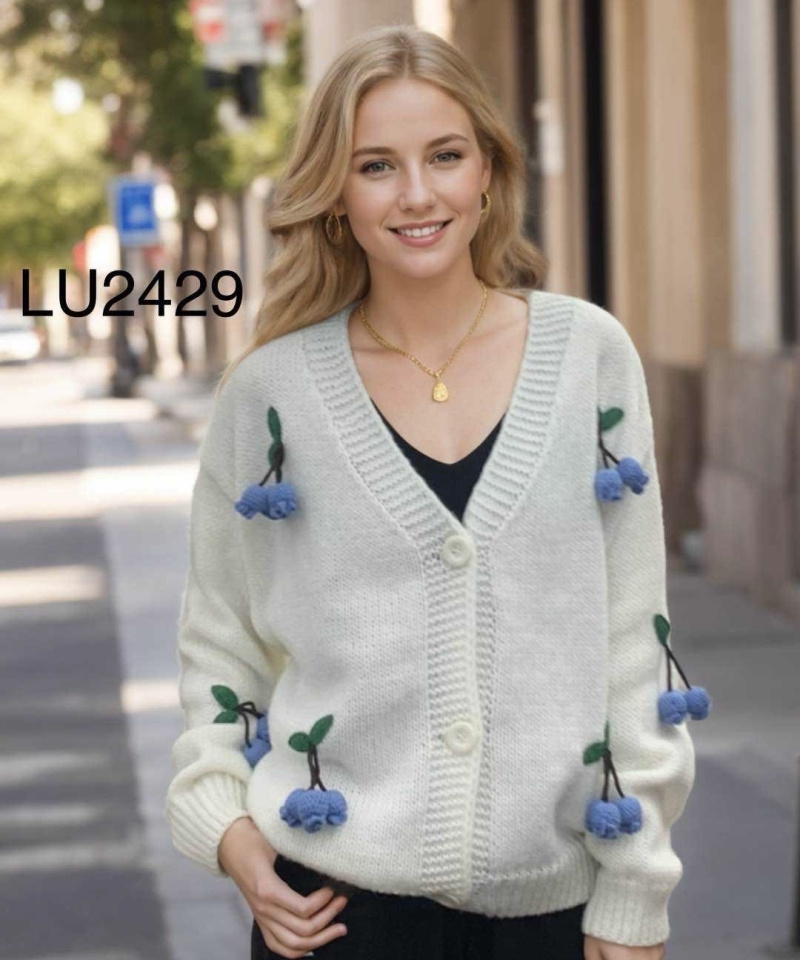 Grossiste LUZABELLE - Gilet avec cerise bleu