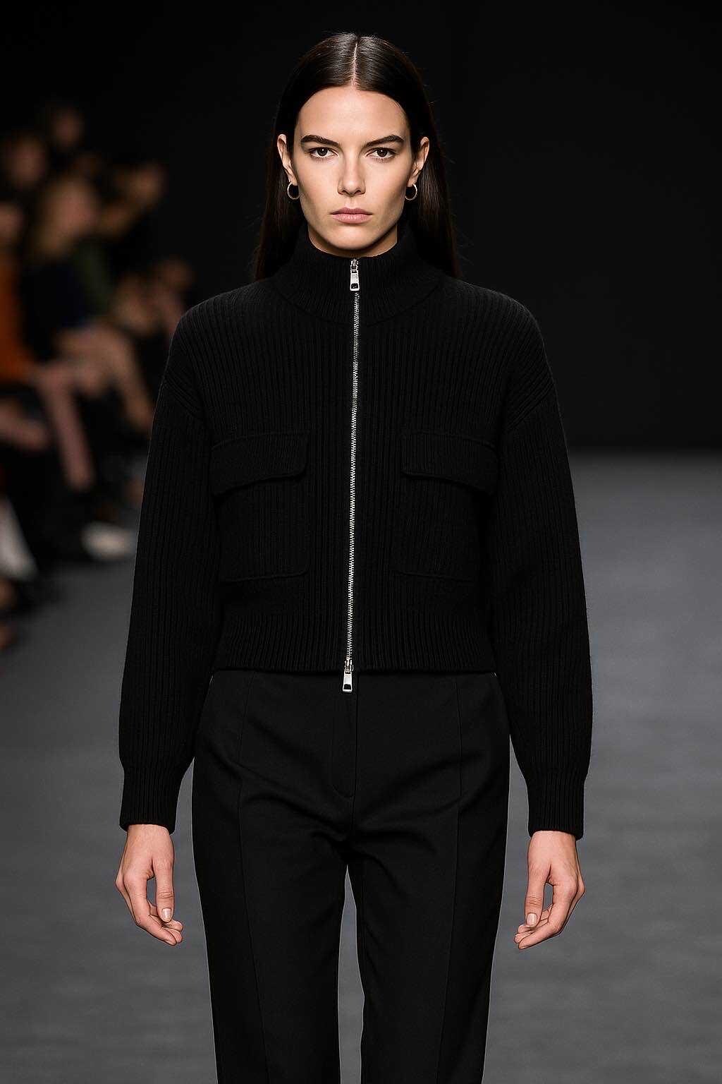 Grossiste LUZABELLE Paris - Cardigan zippé en laine avec grandes poches