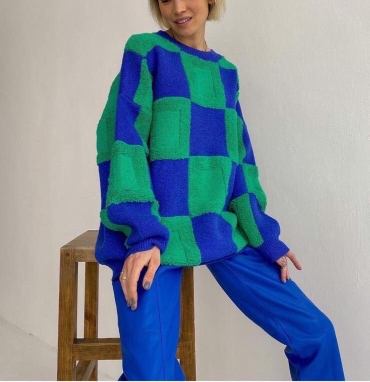 Grossiste LUZABELLE - Pull avec bicolor carreau