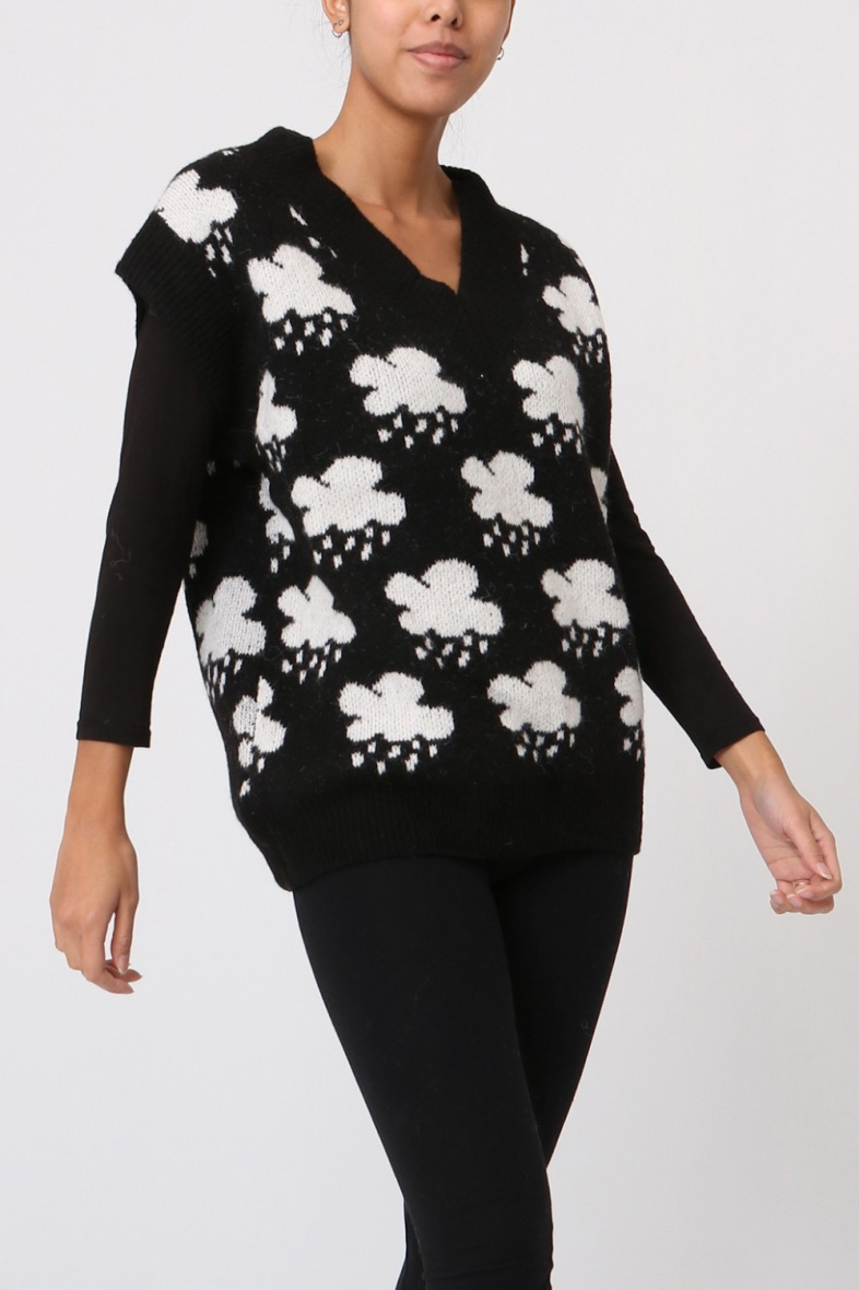 Grossiste LUZABELLE - Pull à motif nuages pluvieux