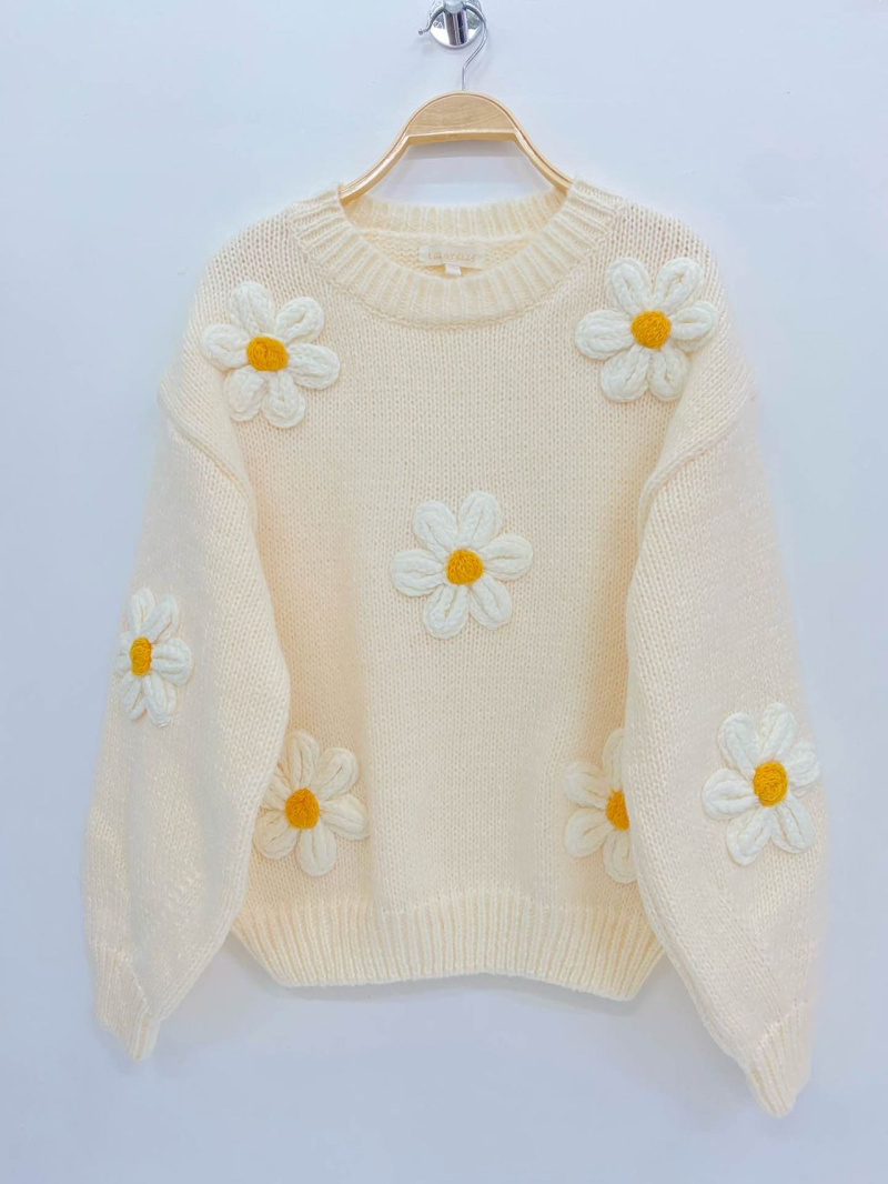 Grossiste LUZABELLE - Pull à fleur marguerite