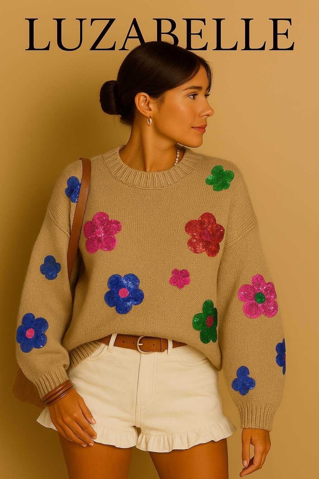 Wholesaler LUZABELLE Paris - Sequin flower sweater