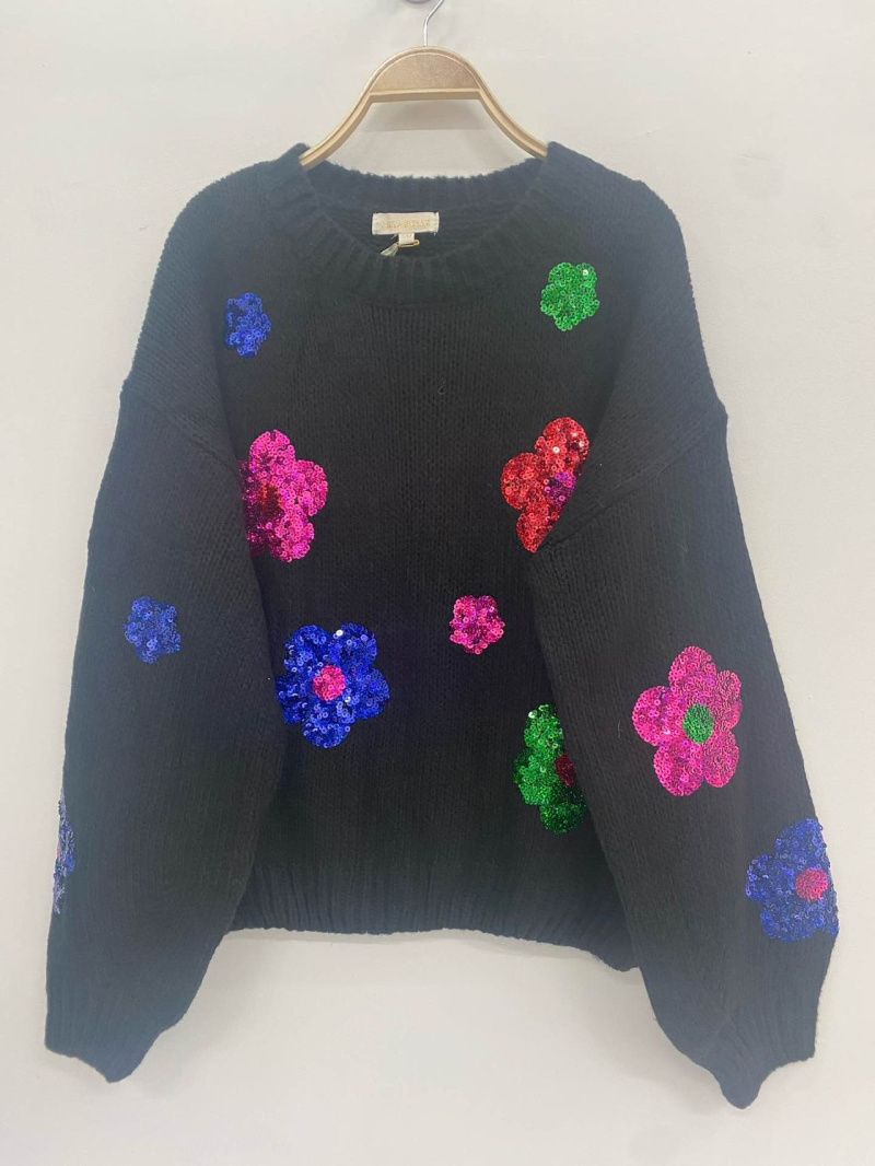 Grossiste LUZABELLE - Pull a fleur paillette