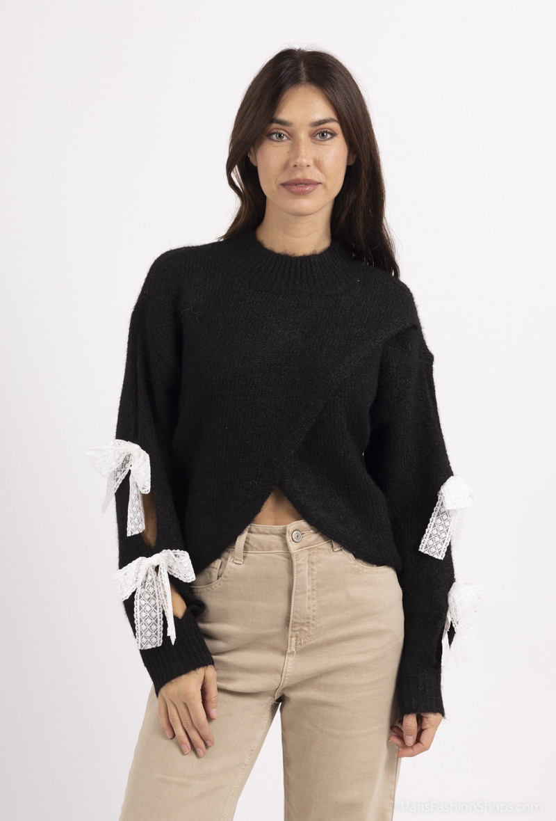 Grossiste LUZABELLE - Pull manches avec noeud
