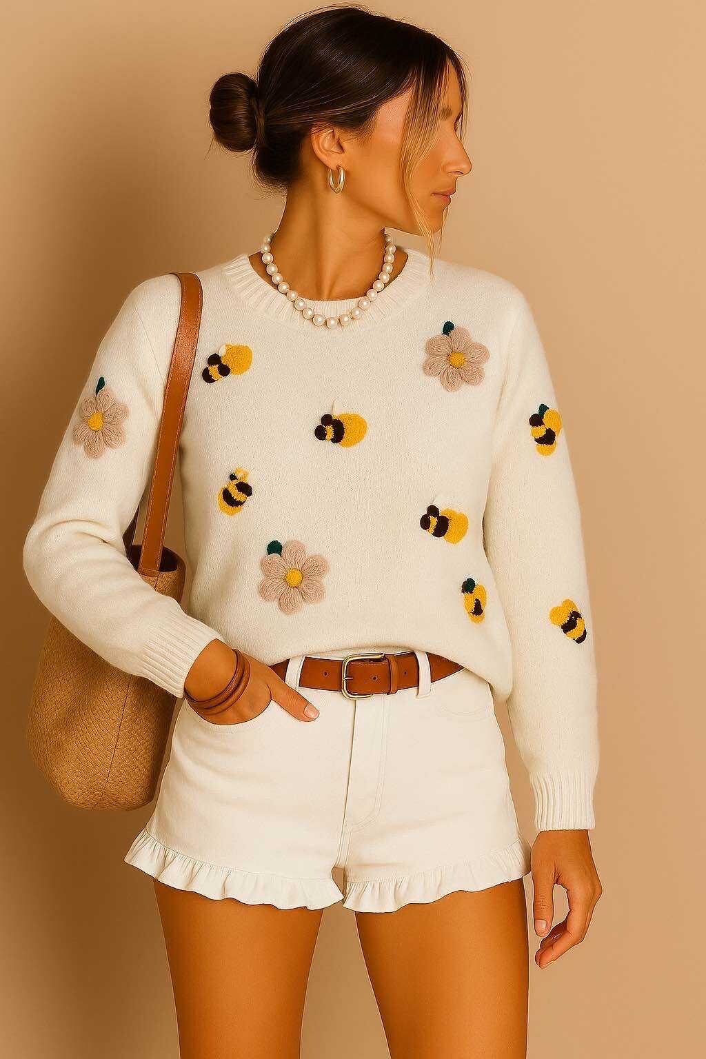 Grossiste LUZABELLE - Pull Abeille & Fleuri