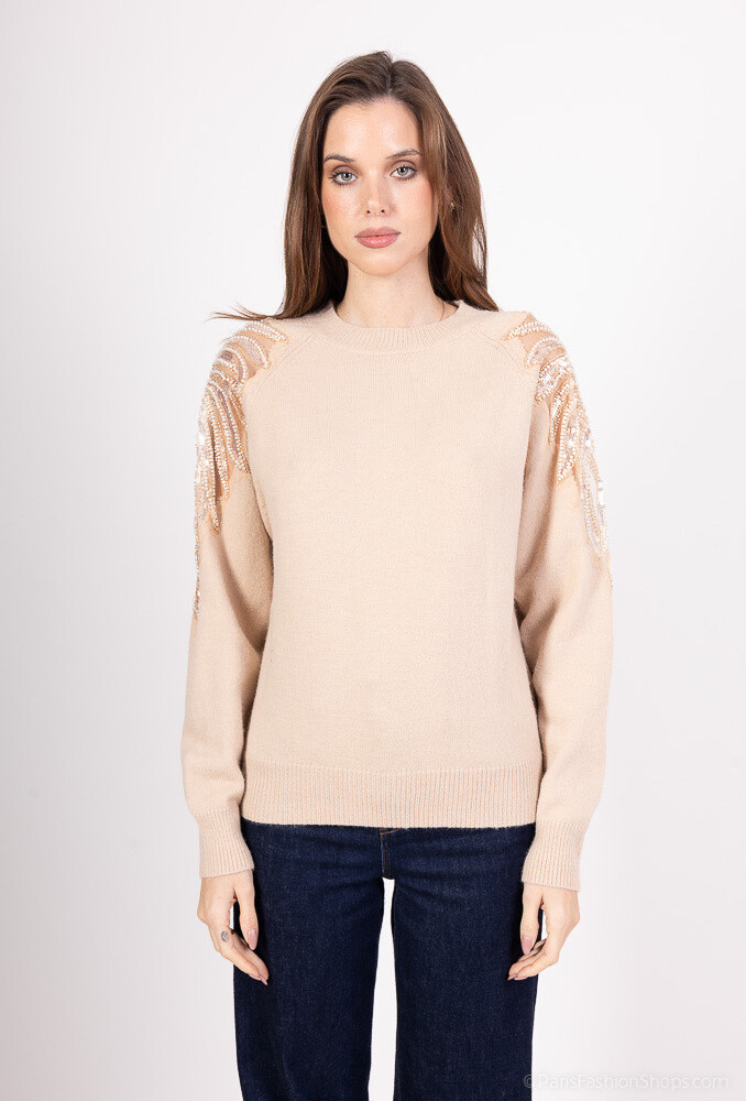 Grossiste LUZABELLE - Pull avec perles sur epaules