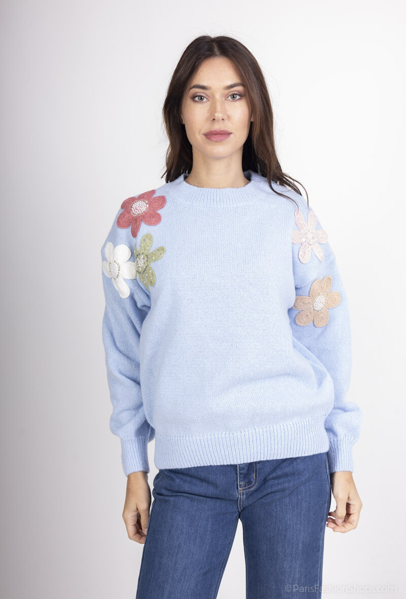 Grossiste LUZABELLE - Pull a fleur 3D
