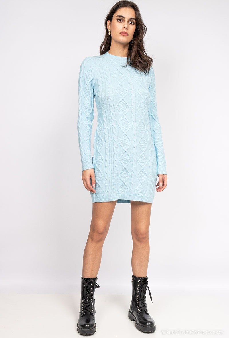 Grossiste LUZABELLE - Robe pull en maille torsadée à col rond