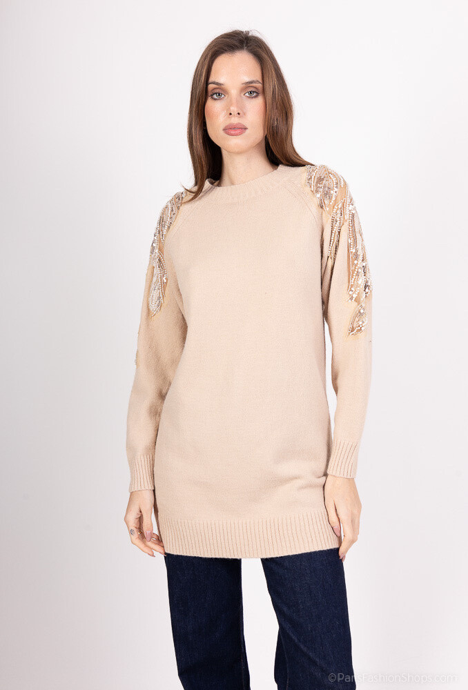 Wholesaler LUZABELLE - Sweater with pearls on the shoulders
