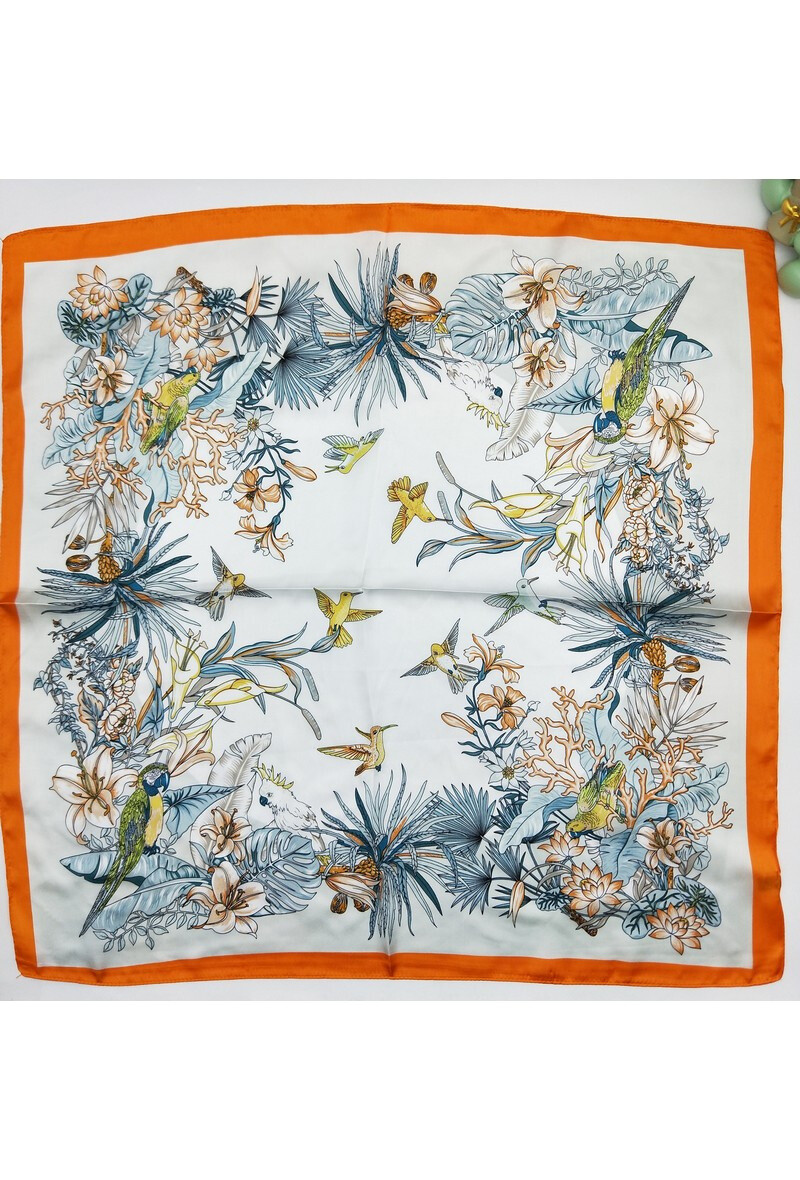 Wholesaler LX Moda - Square scarf 70x70 cm - Silk touch polyester - Flower and bird patterns