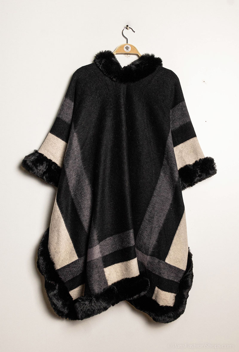 Grossiste LX Moda - Poncho femme cape fausse fourrure