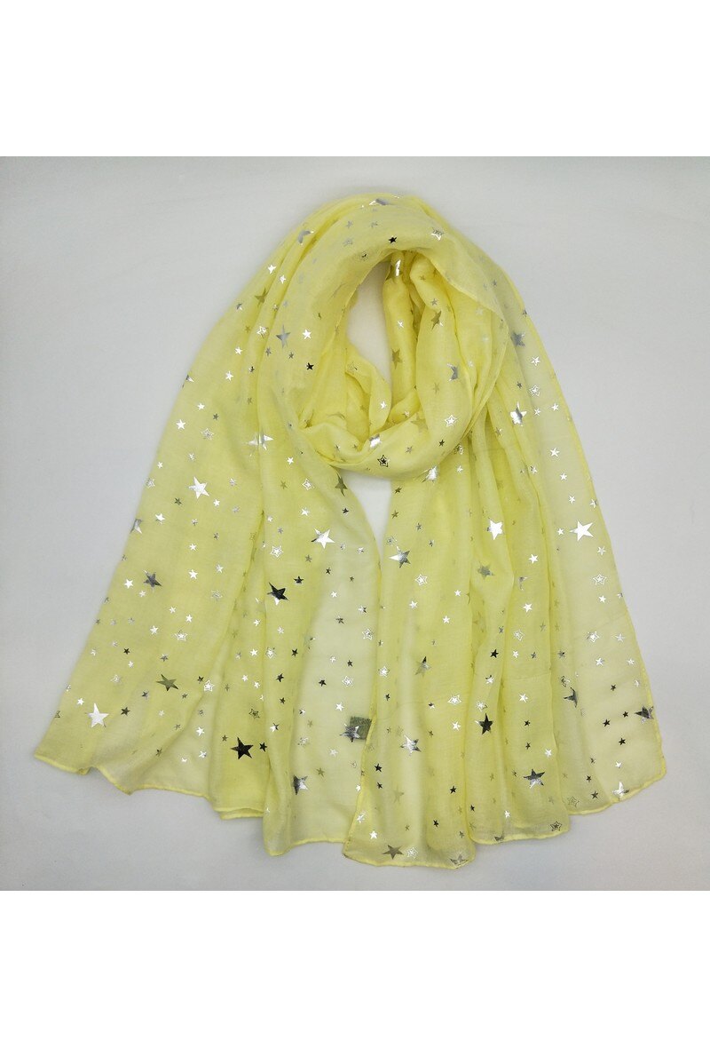 Wholesaler LX Moda - Golden shiny scarf with star pattern