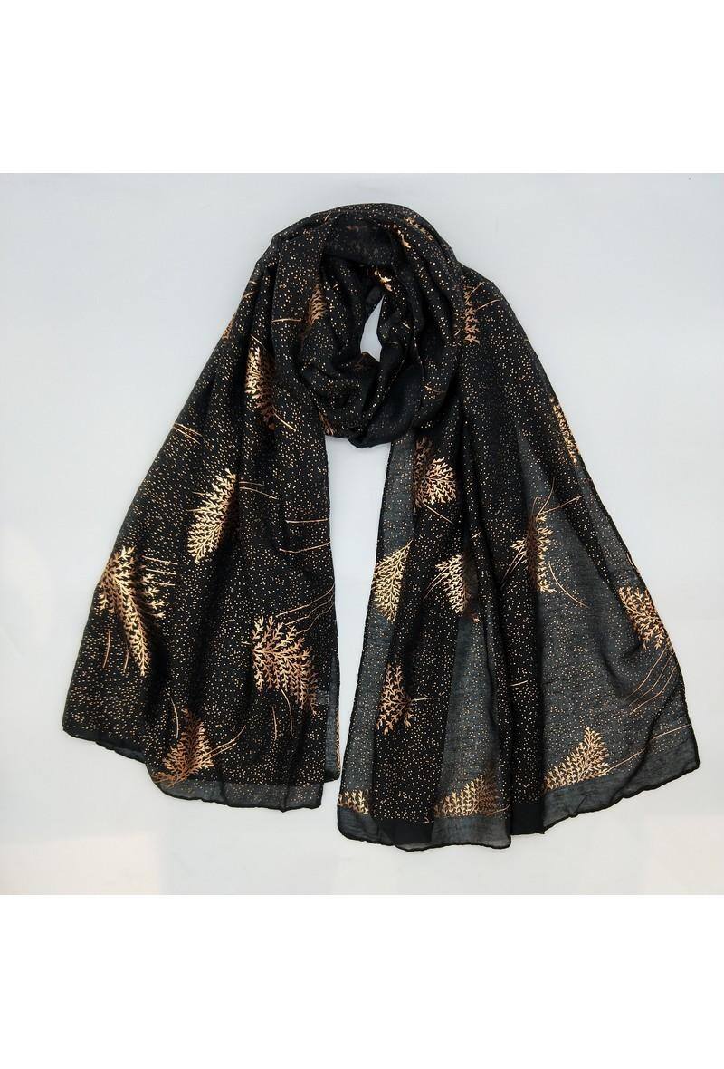 Wholesaler LX Moda - Shiny golden scarf with leaf pattern