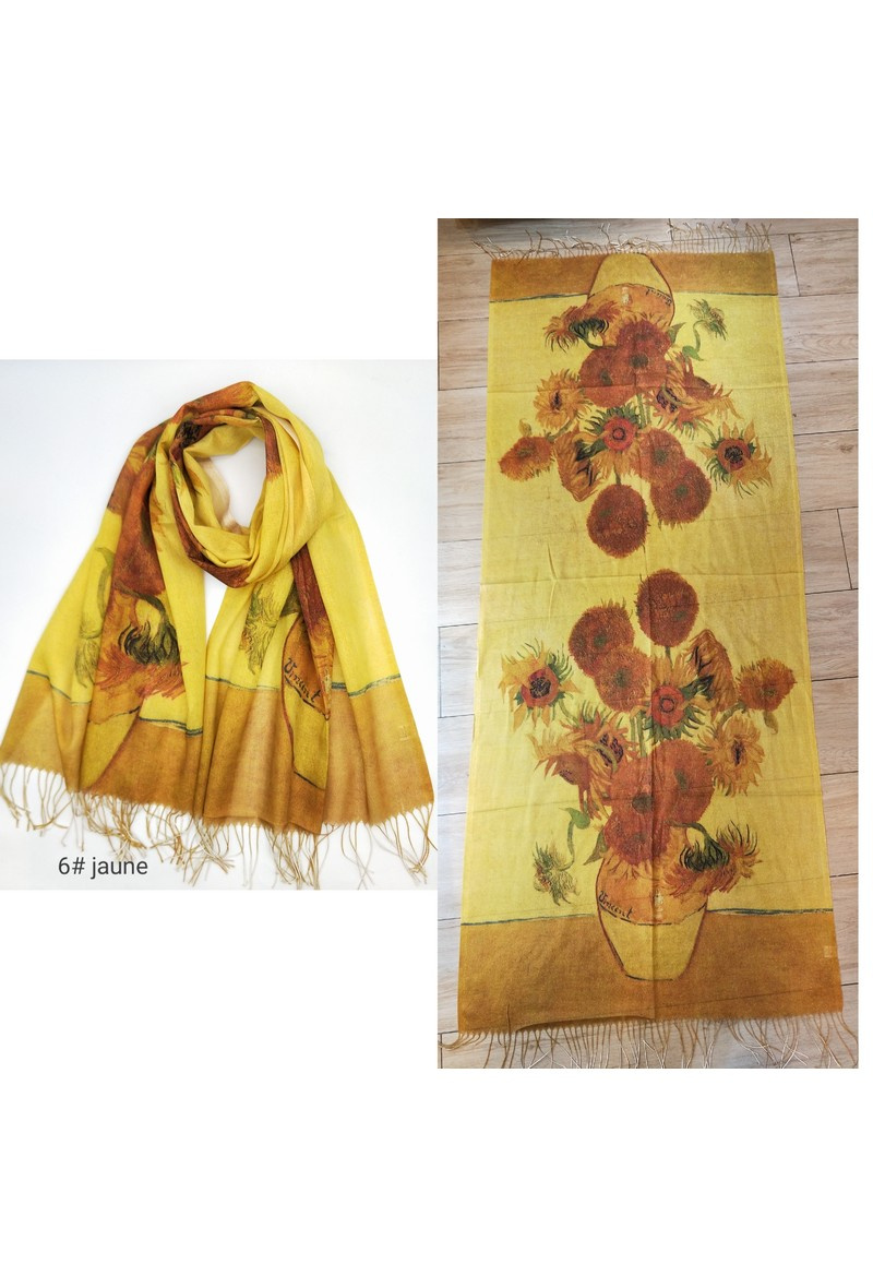 Grossiste LX Moda - écharpe lurex franges imprimé tableau