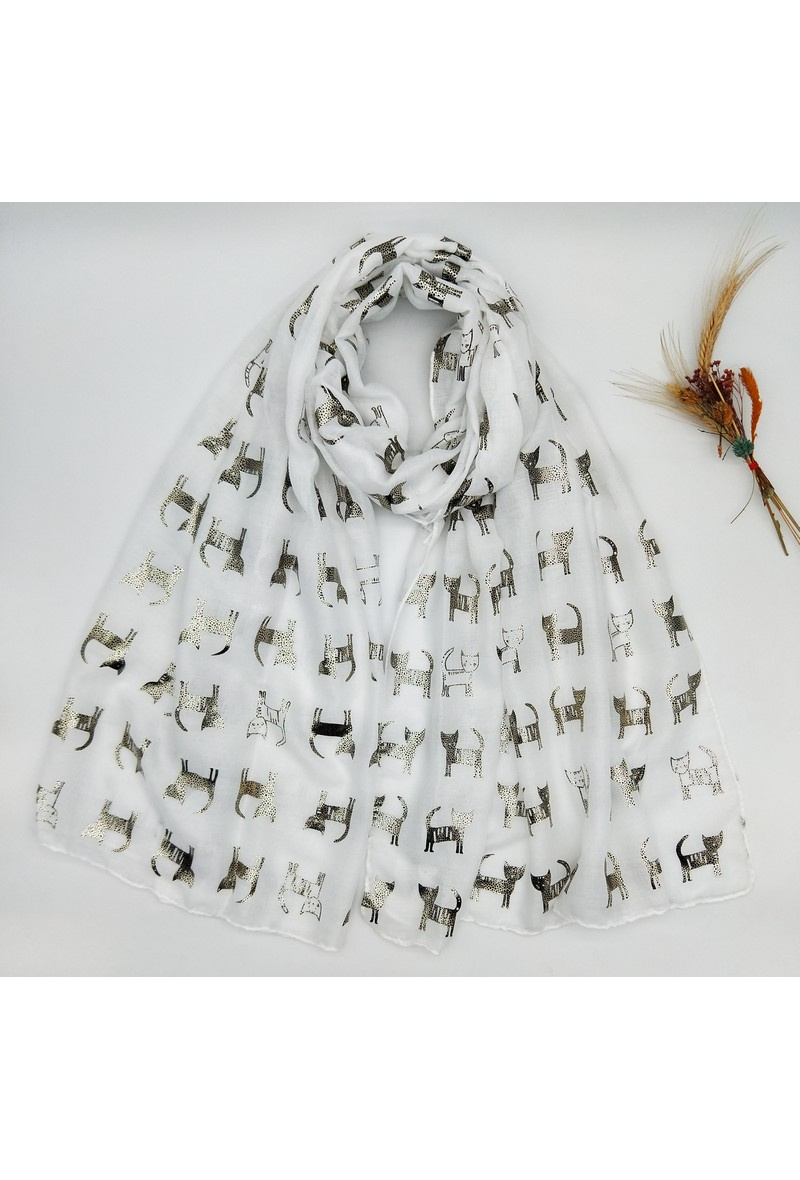 Grossiste LX Moda - Écharpe brillante avec motif chat
