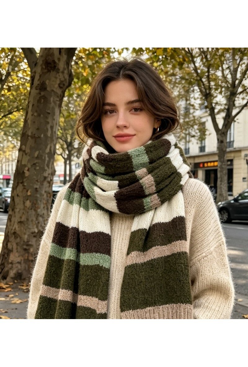 Wholesaler LX Moda - Knitted scarf with wide stripes
