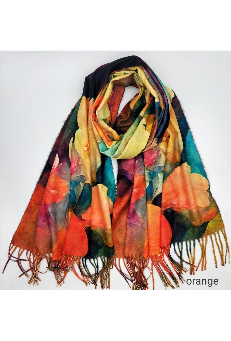 Wholesaler LX Moda - Winter Scarf with Floral Pattern and Fringes - Ref. WKX-26092