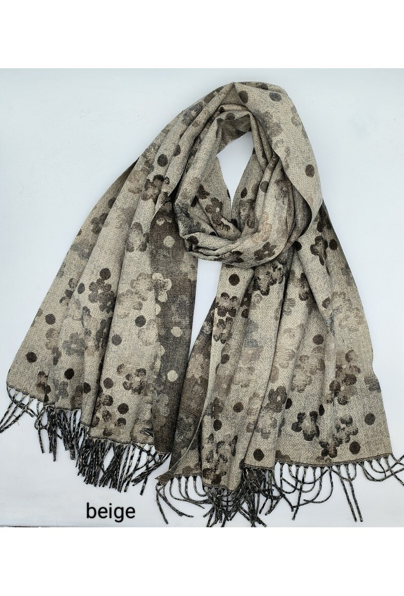 Grossiste LX Moda - Grande écharpe femme à détails floraux et franges