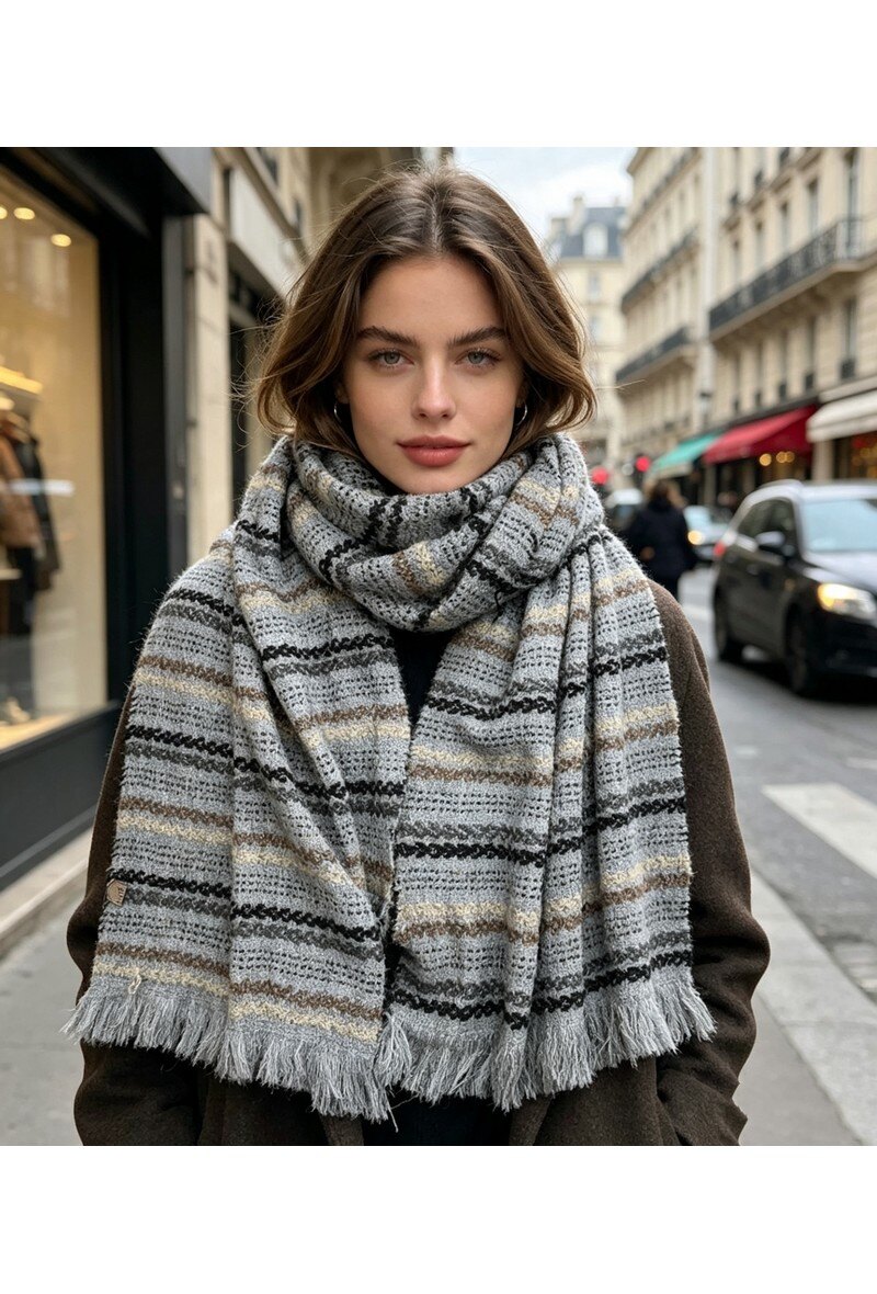 Grossiste LX Moda - Écharpe tricotée à rayures