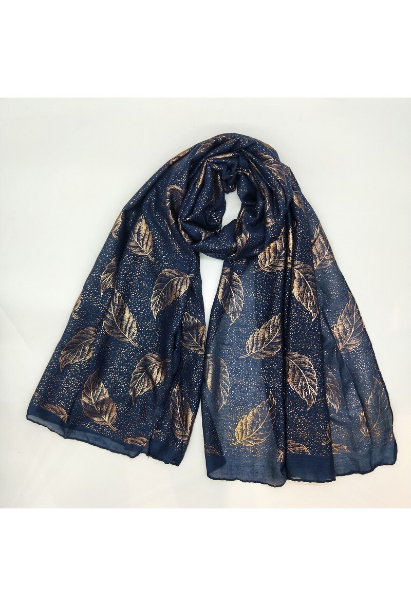 Wholesaler LX Moda - Shiny golden scarf with leaf pattern