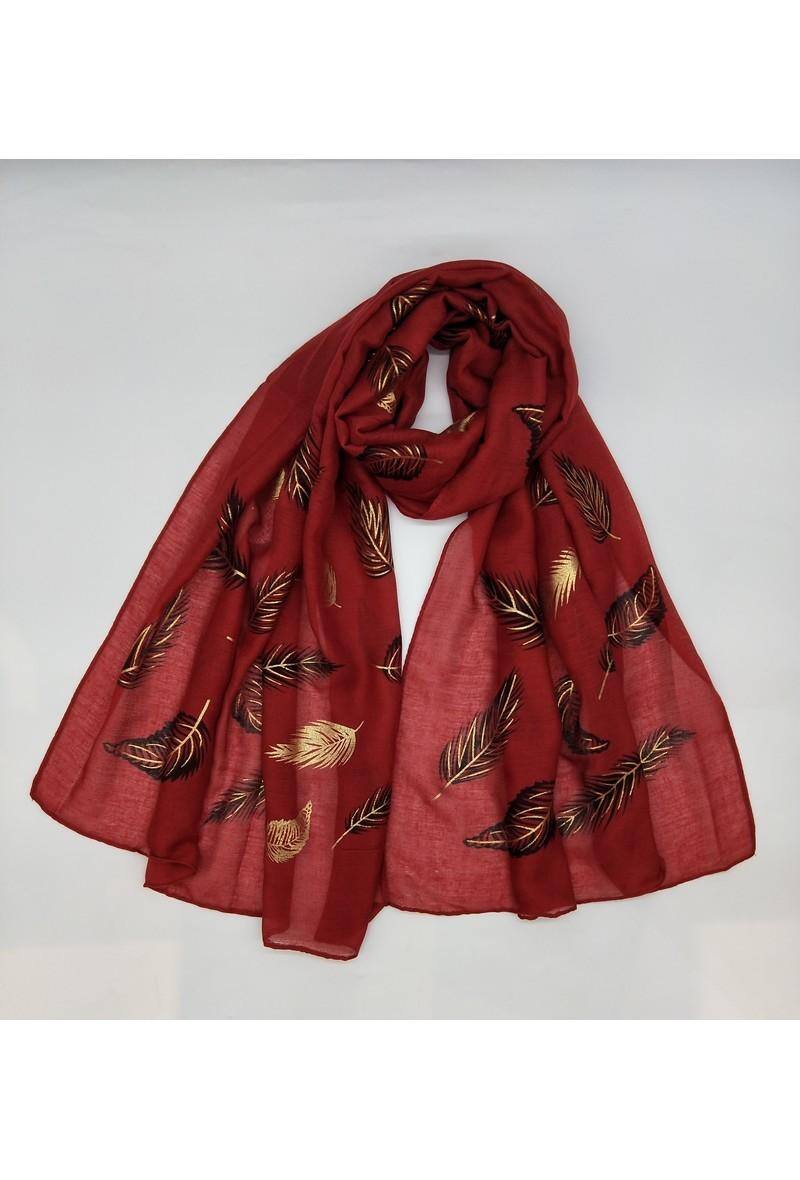 Wholesaler LX Moda - Shiny golden scarf with leaf pattern