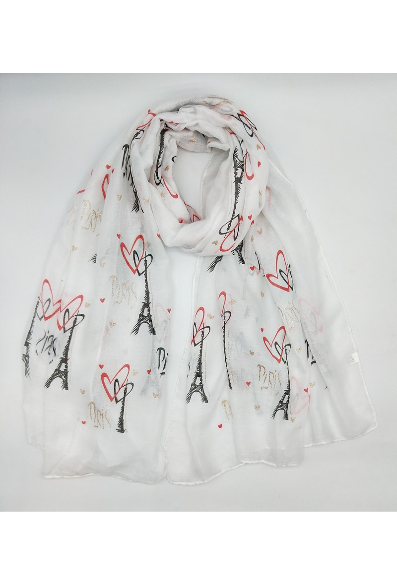 Großhändler LX Moda - Glänzender Schal mit Eiffelturm- und Paris-Muster