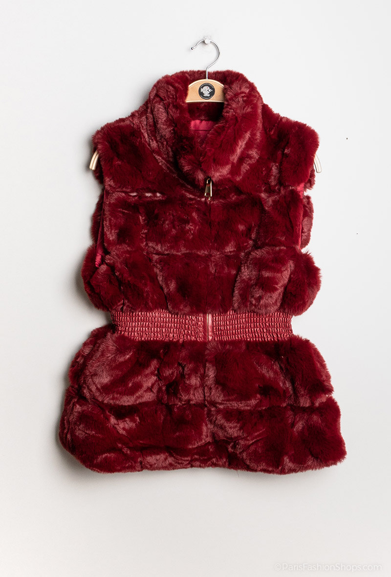 Grossiste LX Moda - Veste sans manches en fourrure effet rayé