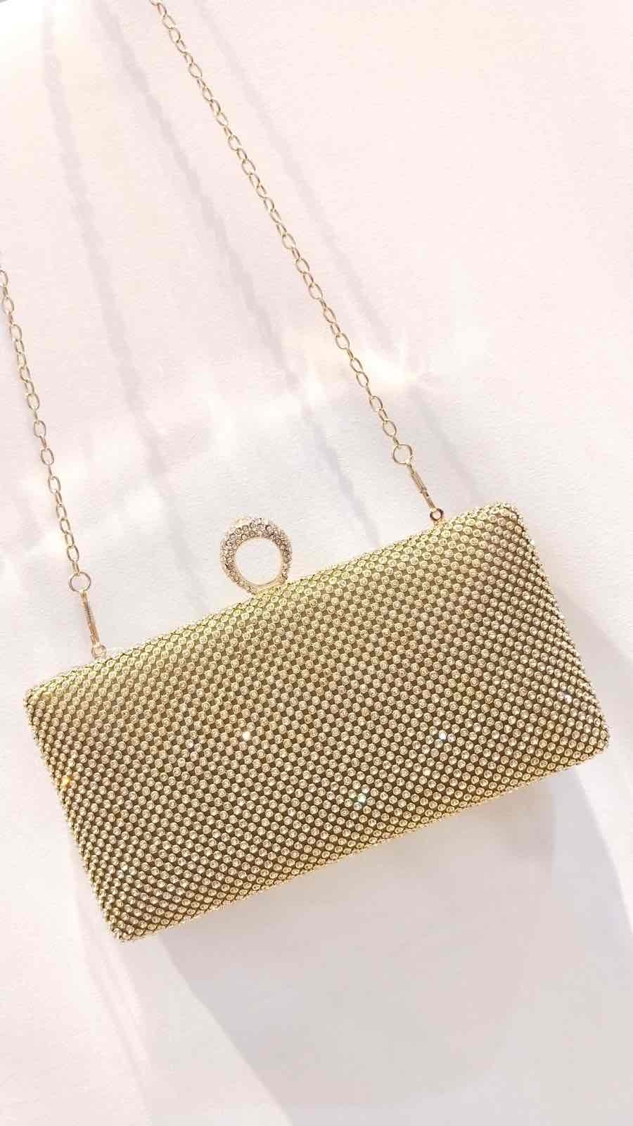 Wholesaler LX Moda - Evening clutch shiny rhinestone minaudière worn as a ring