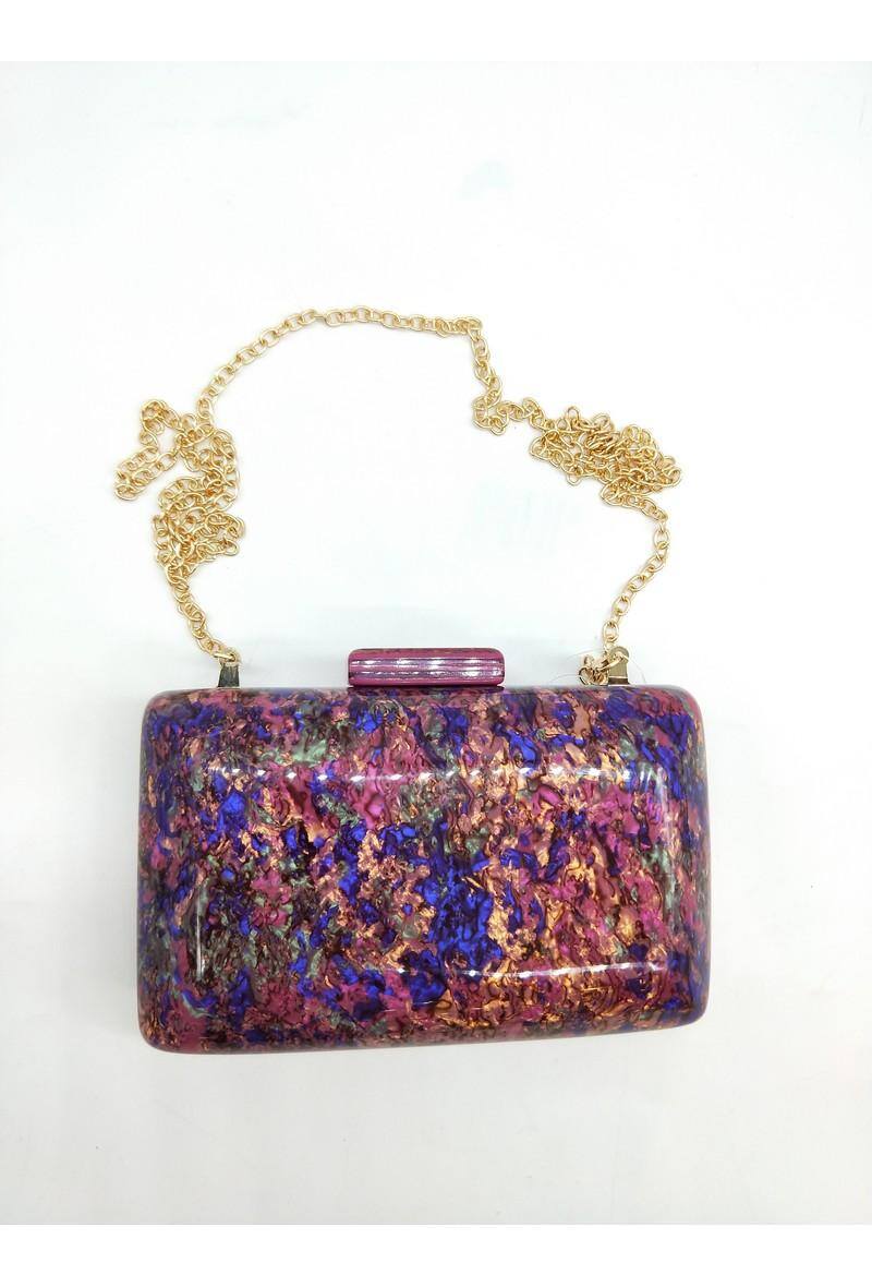 Wholesaler LX Moda - pearl acrylic clutch colorful shell marble clutch