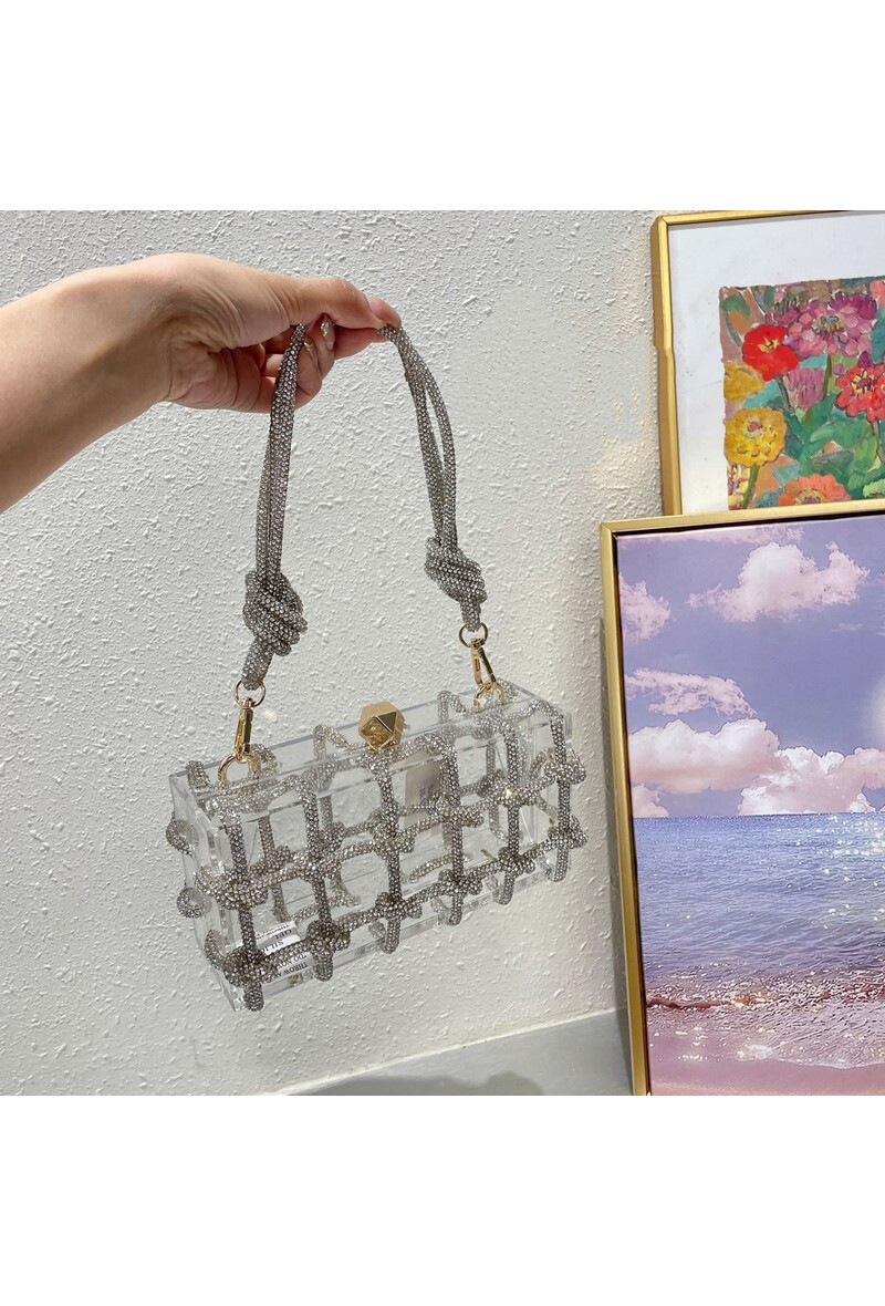 Großhändler LX Moda - Transparente Clutch mit Strasskette