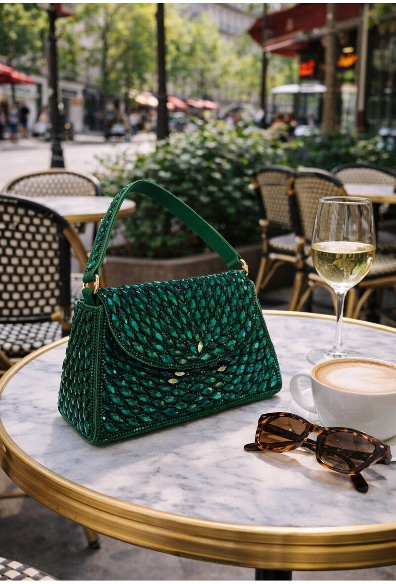 Borsa Da Sera Con Strass A Busta | Con Manico E Tracolla A Catena | Elegante E Compatta