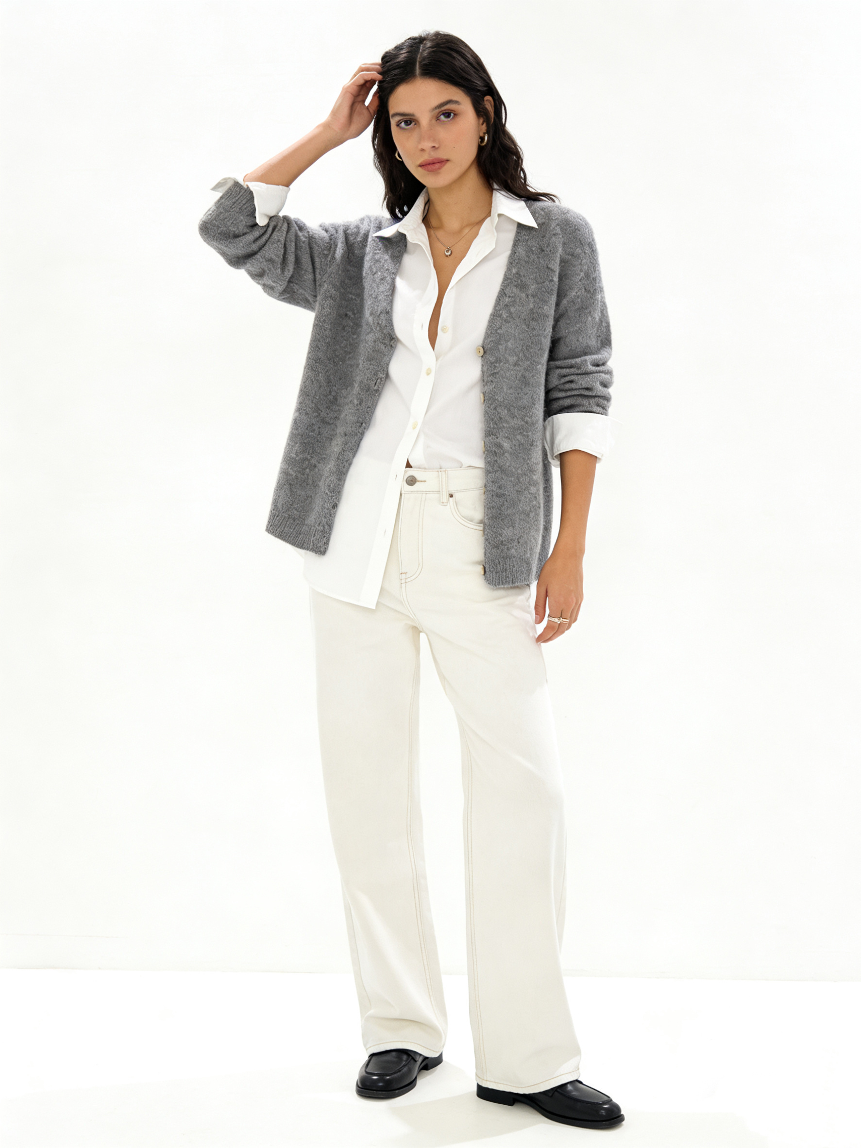 Grossista LYCHEE - Cardigan in Maglia con Bottoni in Misto Alpaca