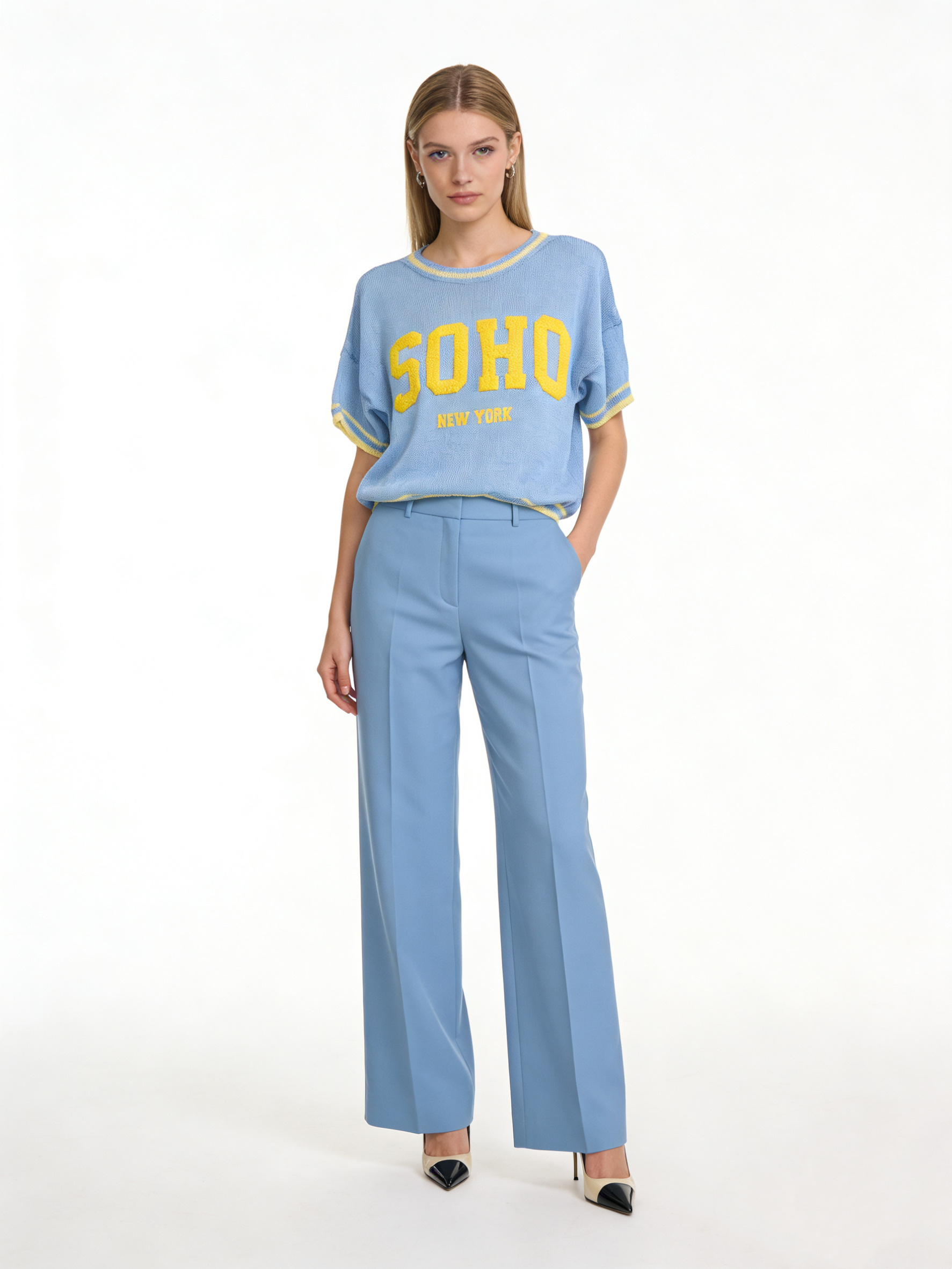 Grossista LYCHEE - Maglia Donna Maniche Corte con Stampa SOHO – T-shirt in Maglia Girocollo, Leggera e Casual per Estate